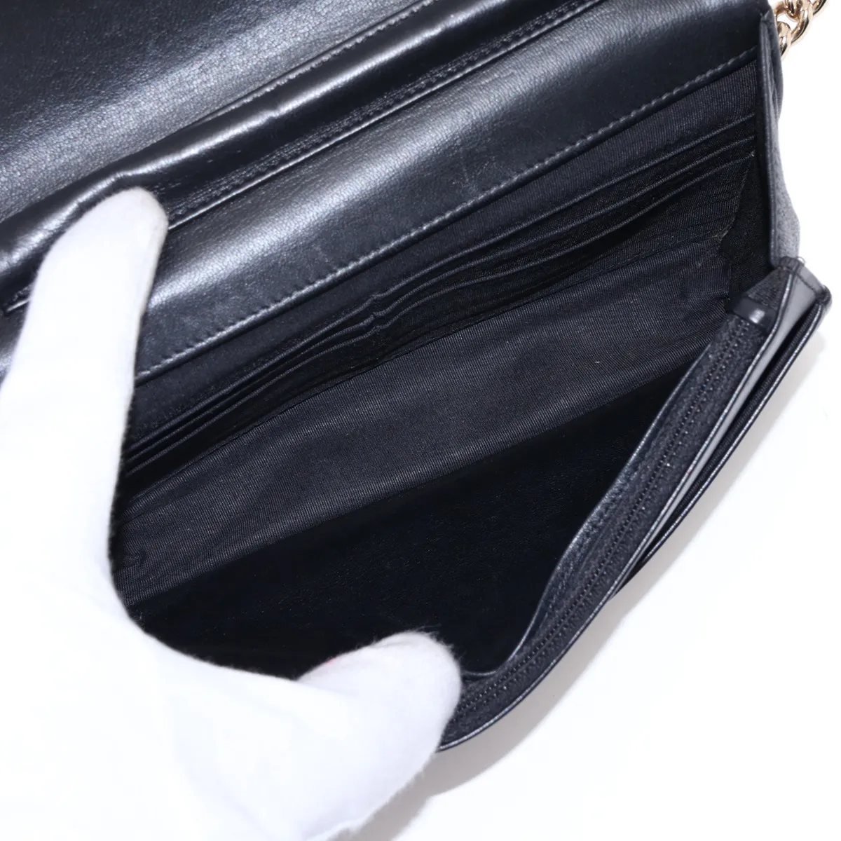 Boy Chanel Lambskin Chain Wallet, Black with Gold Hardware, 27380249, Serial Number 27 — view 6
