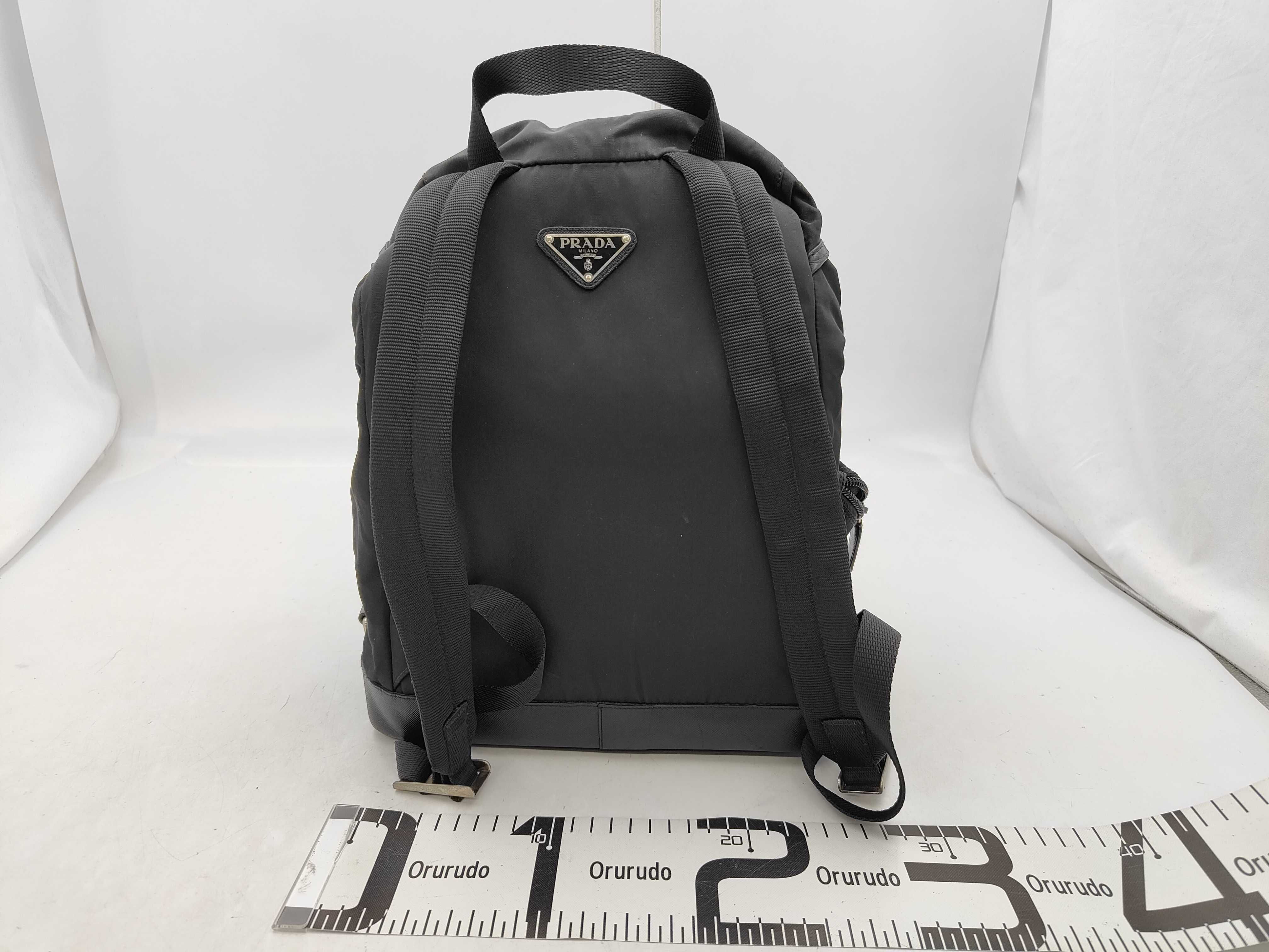 Nylon Prada Backpack with Triangle Plate, Nylon Leather, Black Backpack — view 2