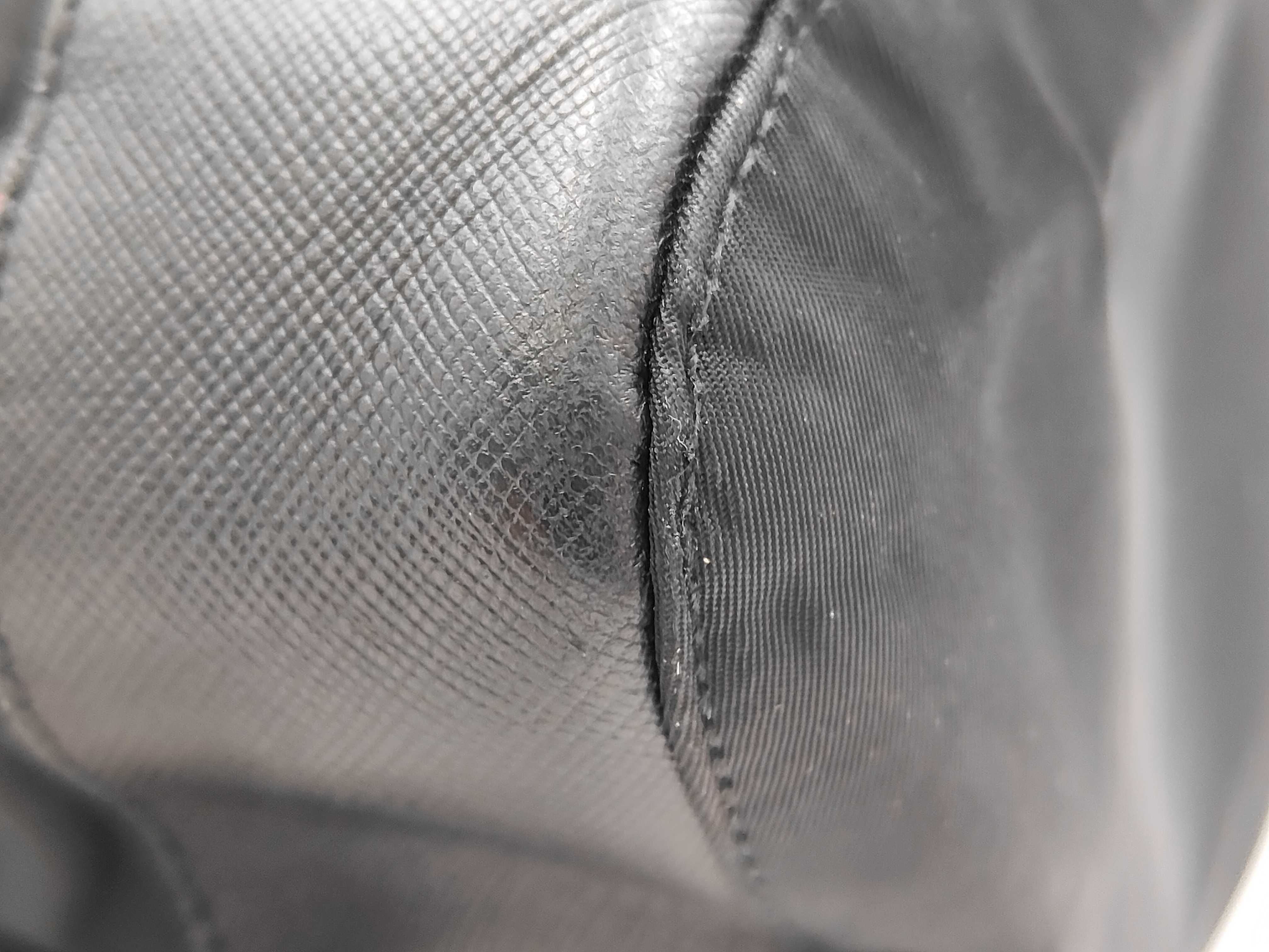 Nylon Prada Backpack with Triangle Plate, Nylon Leather, Black Backpack — view 6