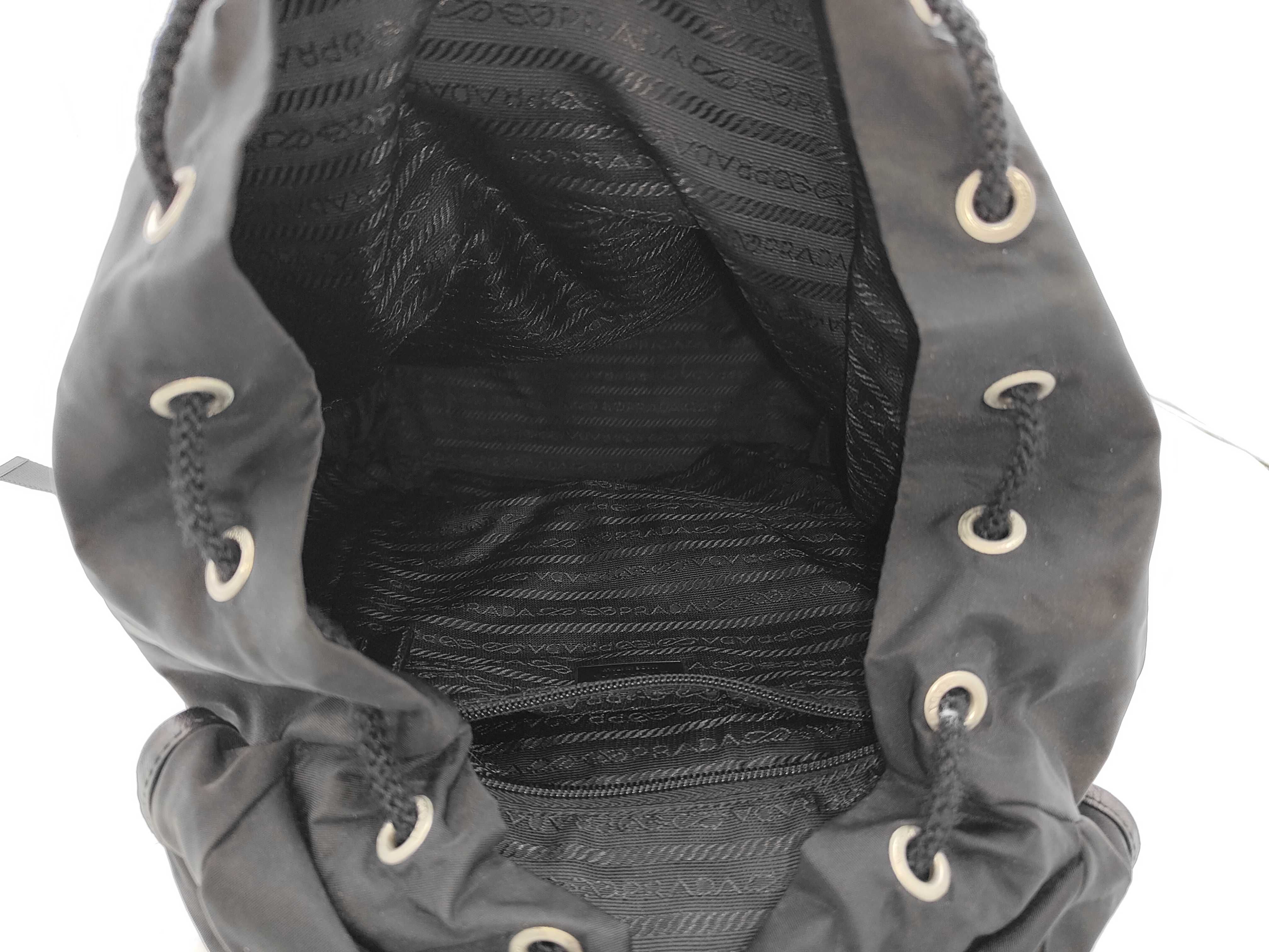 Nylon Prada Backpack with Triangle Plate, Nylon Leather, Black Backpack — view 8