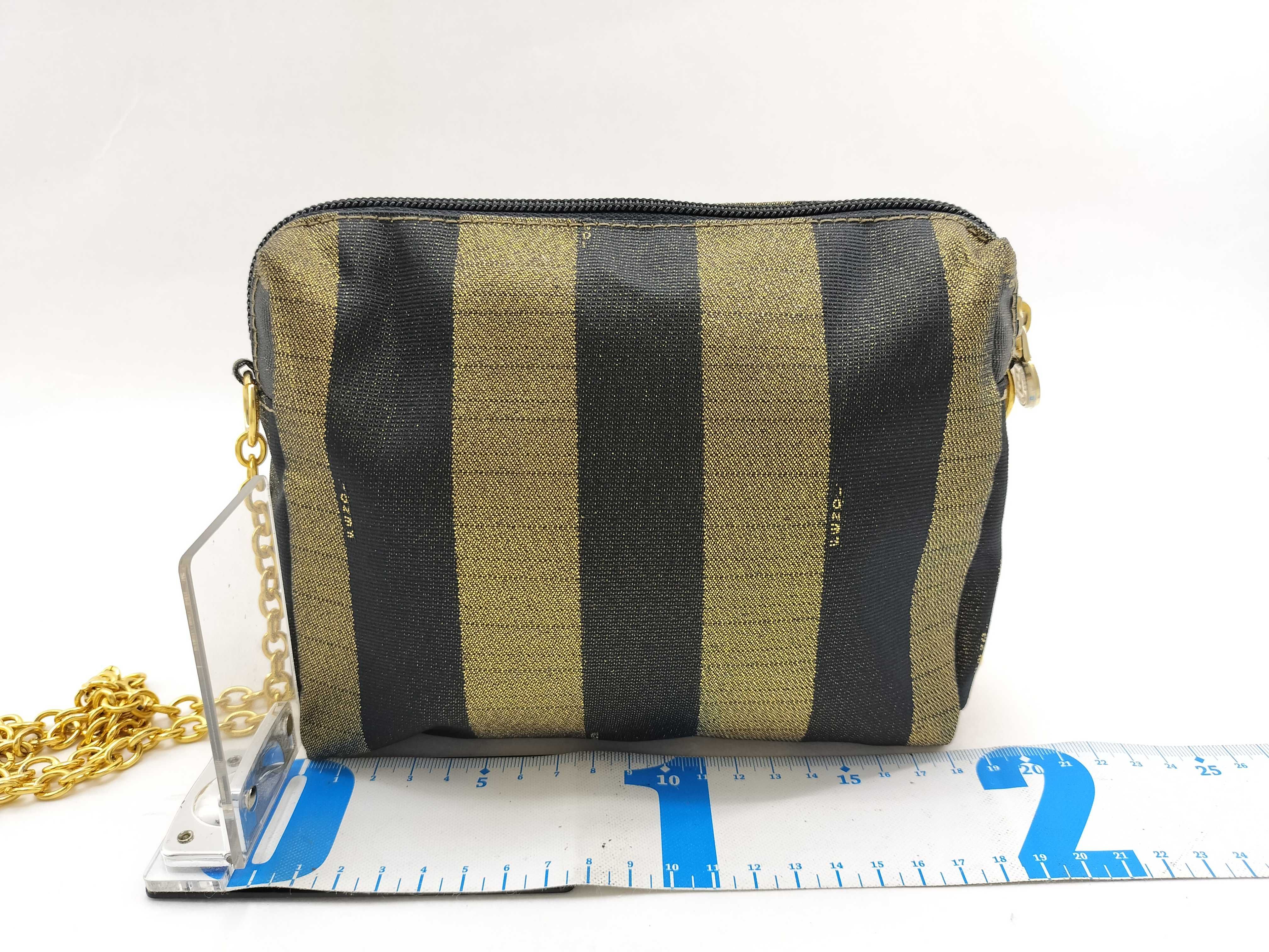 Pecan Pattern Fendi Shoulder Bag Canvas Black Gold Shoulder Bag — view 2