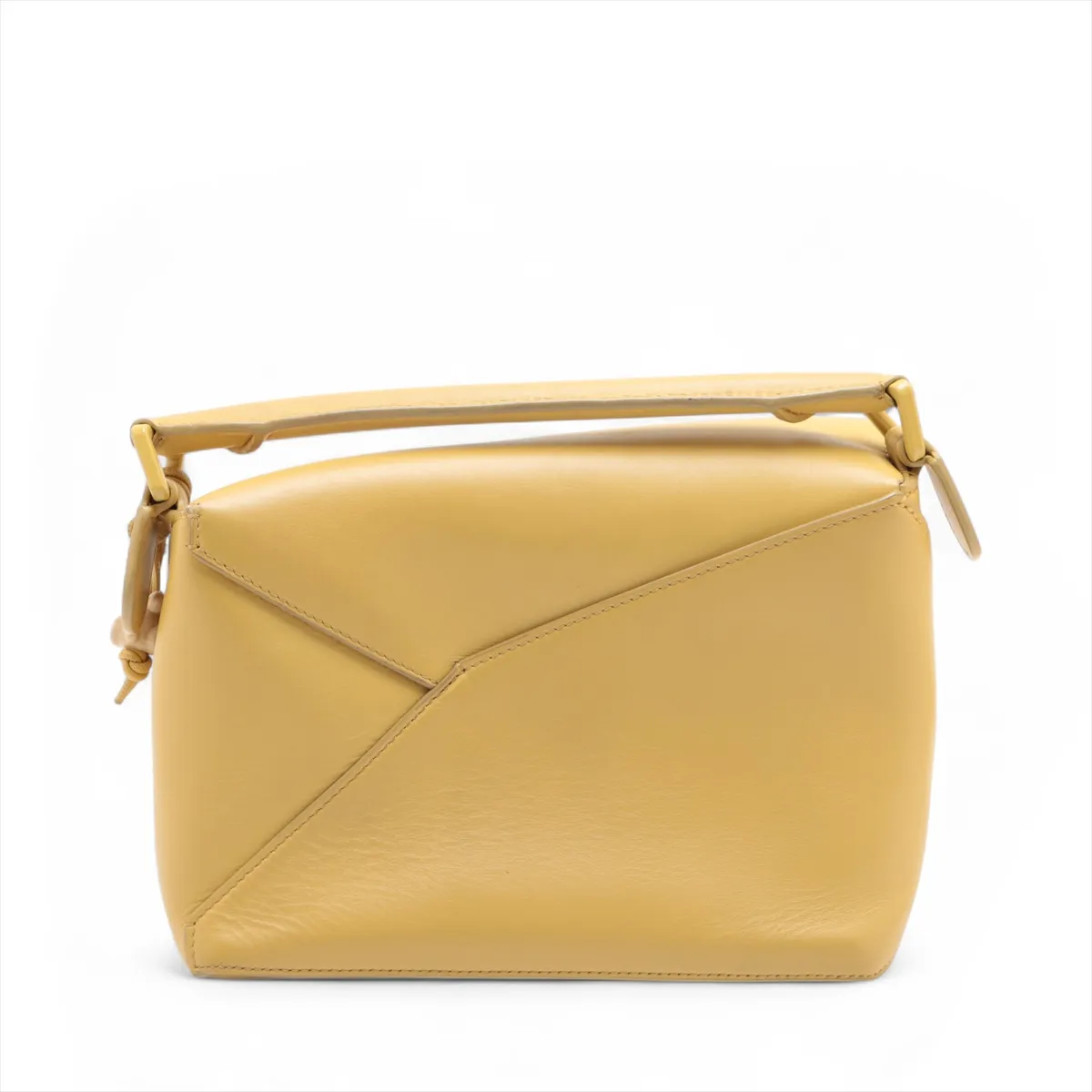 Puzzle Edge Small Leather 2-Way Handbag, Yellow — view 2