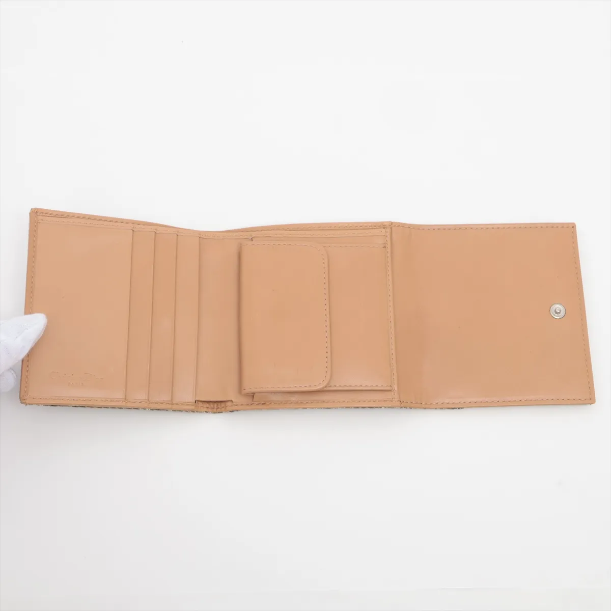 Trotter Canvas x Leather Compact Wallet Green — view 4
