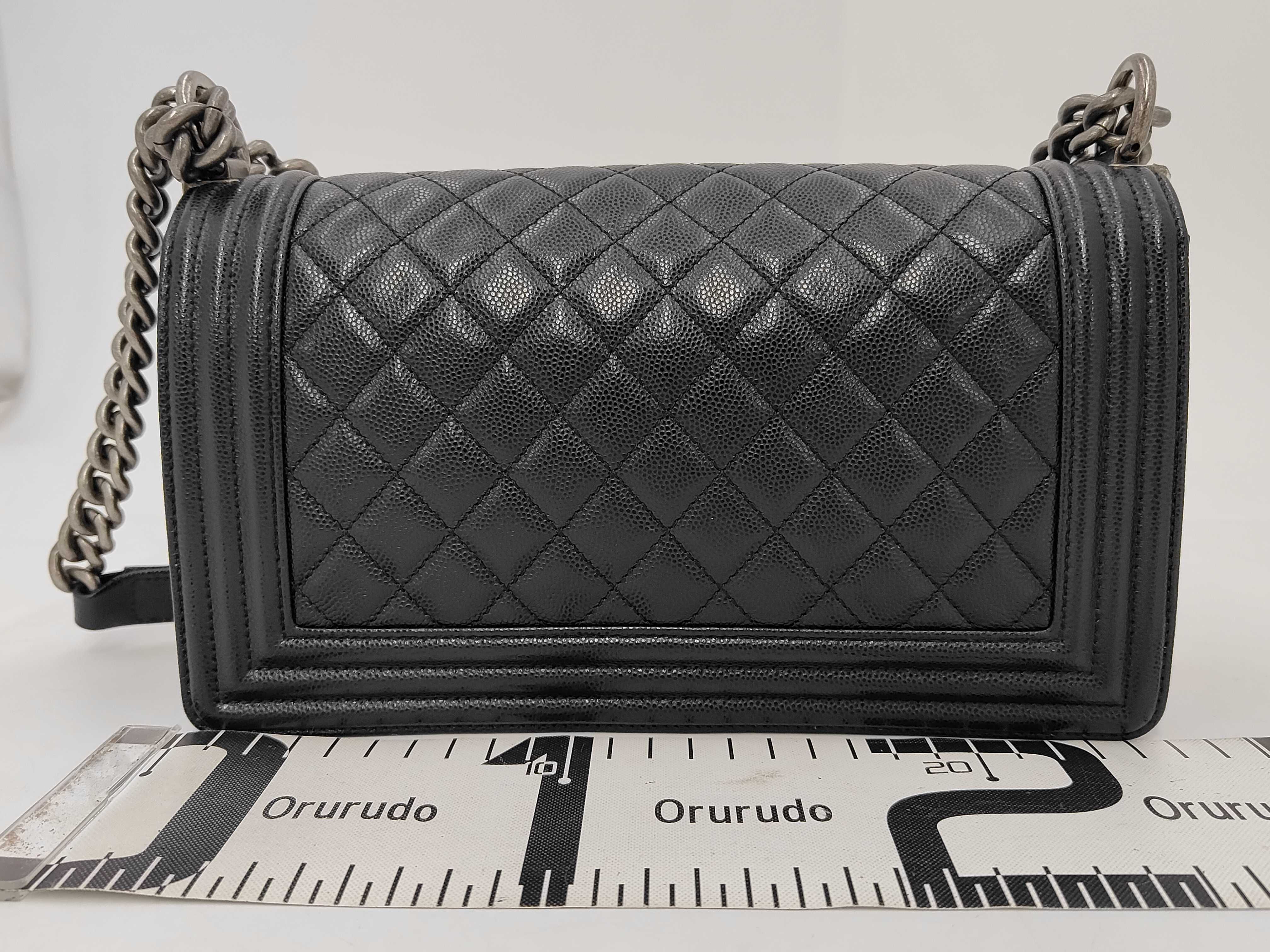 Boy Chanel Caviar Skin Black Chain Shoulder Bag — view 2