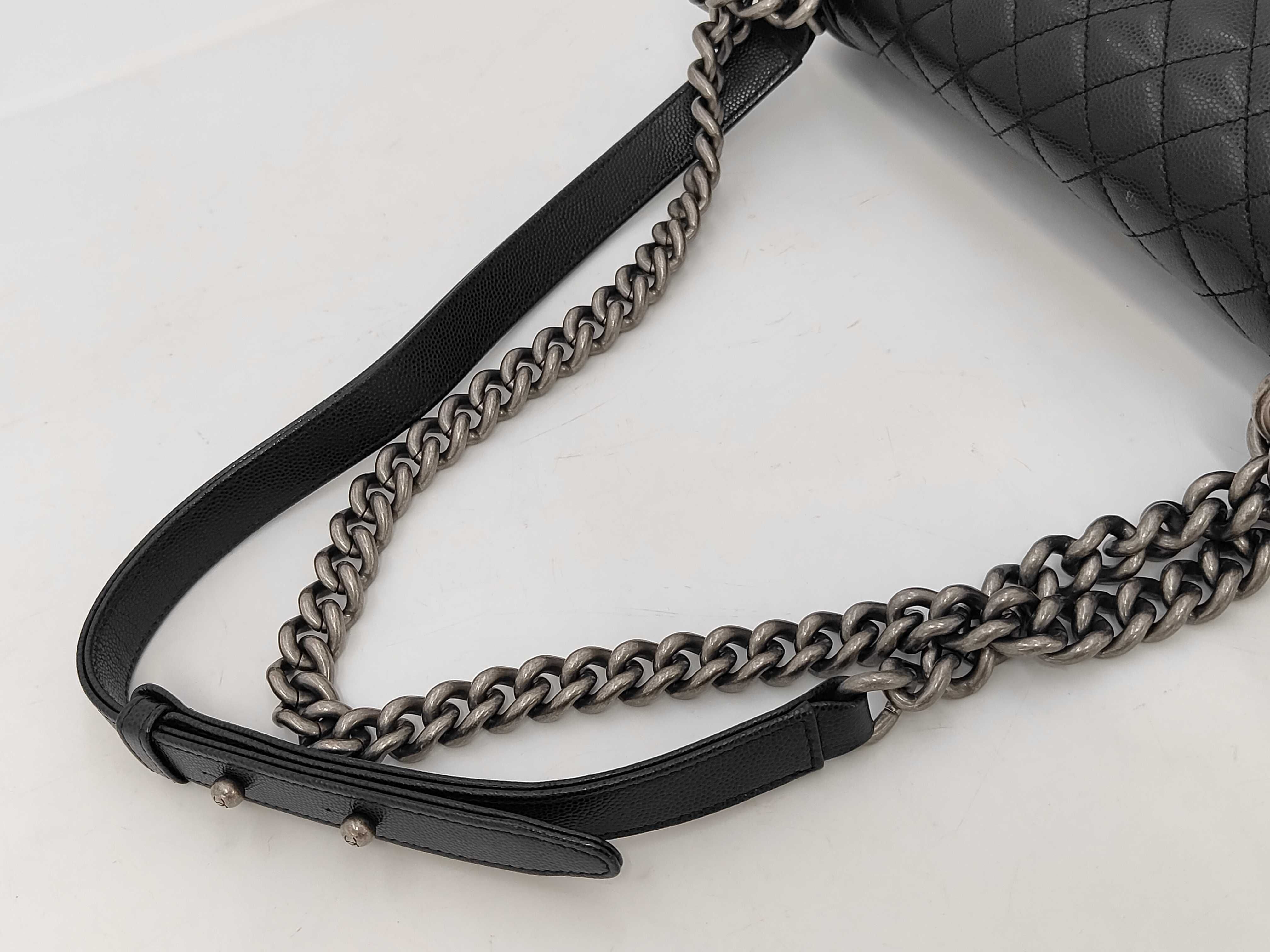 Boy Chanel Caviar Skin Black Chain Shoulder Bag — view 3
