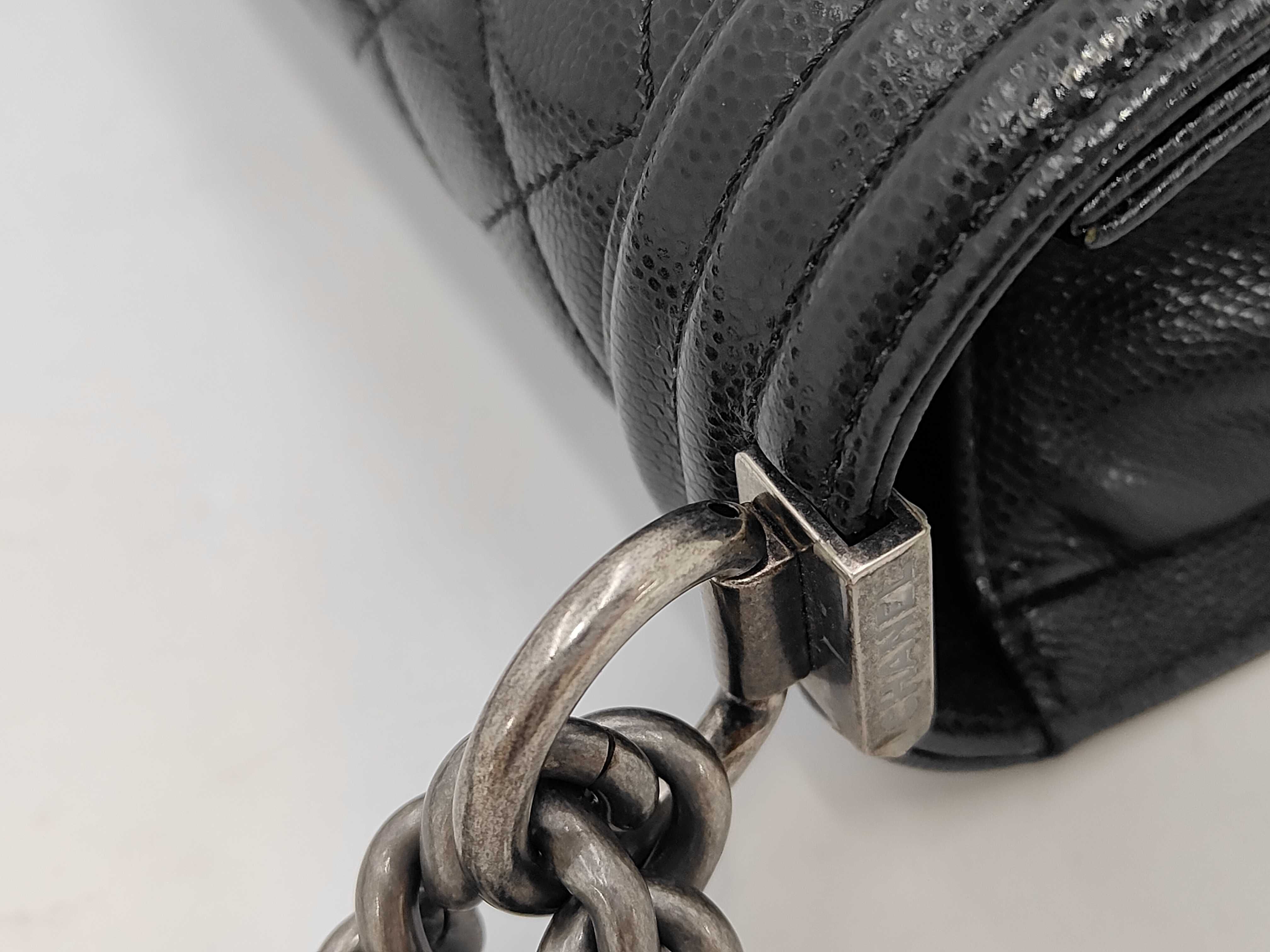 Boy Chanel Caviar Skin Black Chain Shoulder Bag — view 5