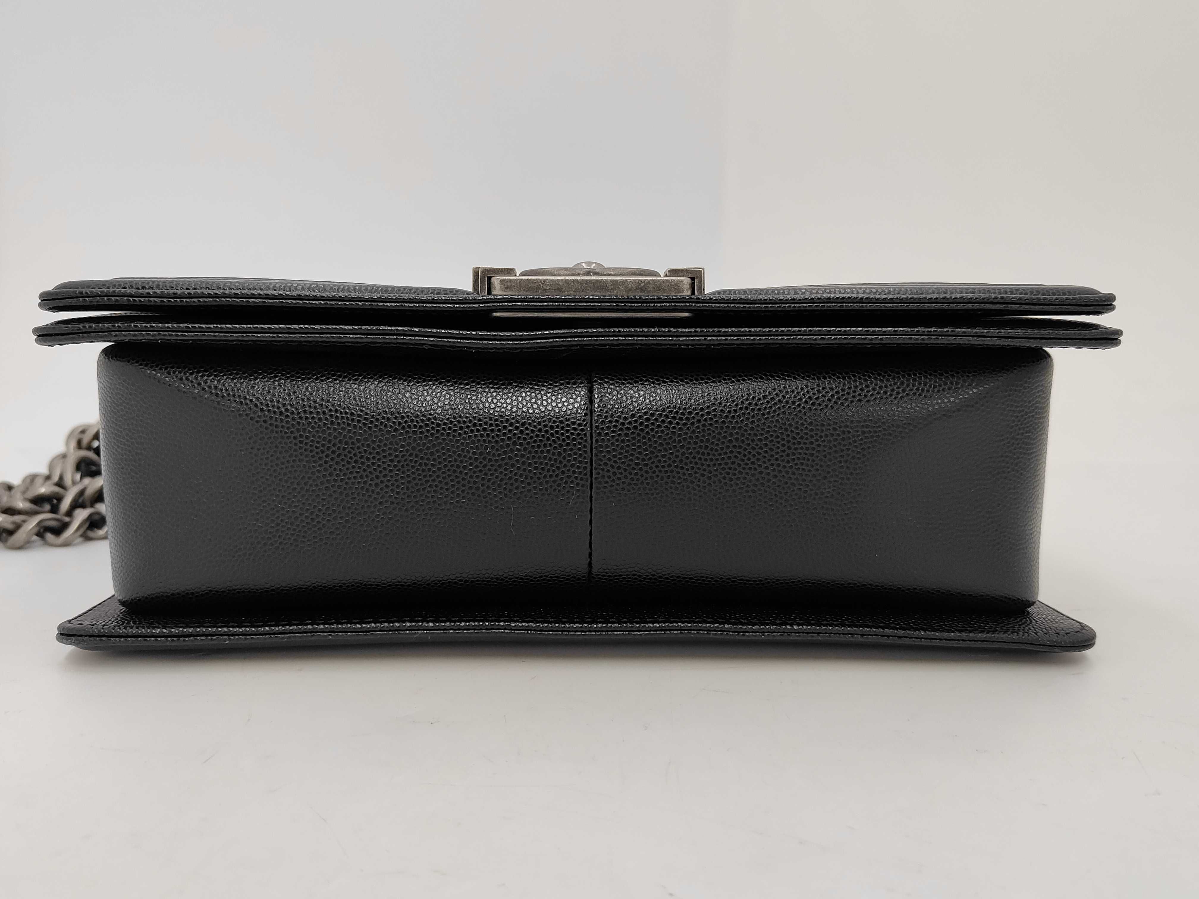 Boy Chanel Caviar Skin Black Chain Shoulder Bag — view 7