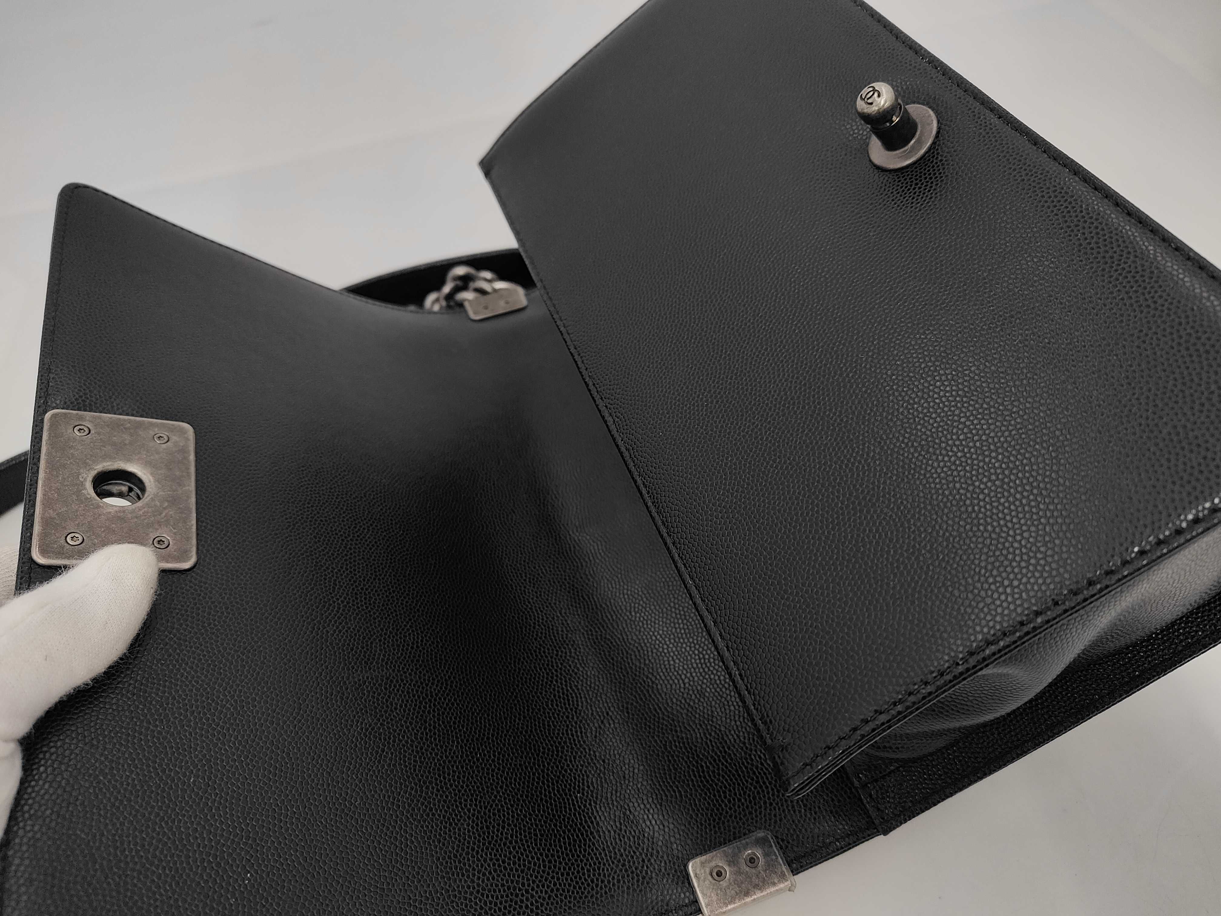 Boy Chanel Caviar Skin Black Chain Shoulder Bag — view 8