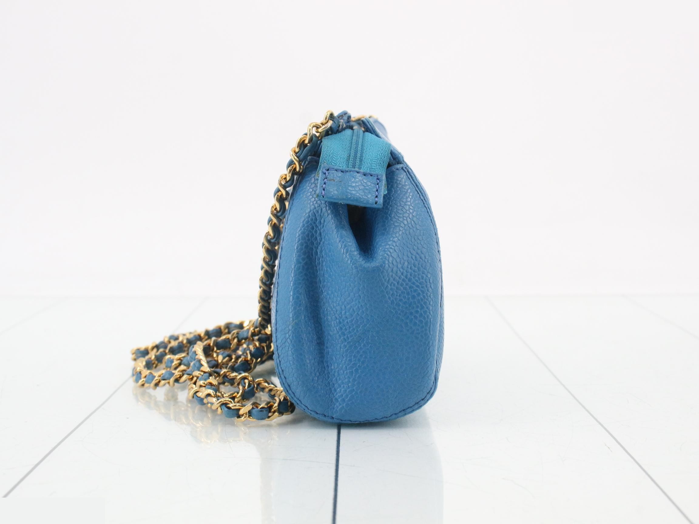 Caviar leather Coco Mark chain shoulder bag, item number 5, blue — view 3