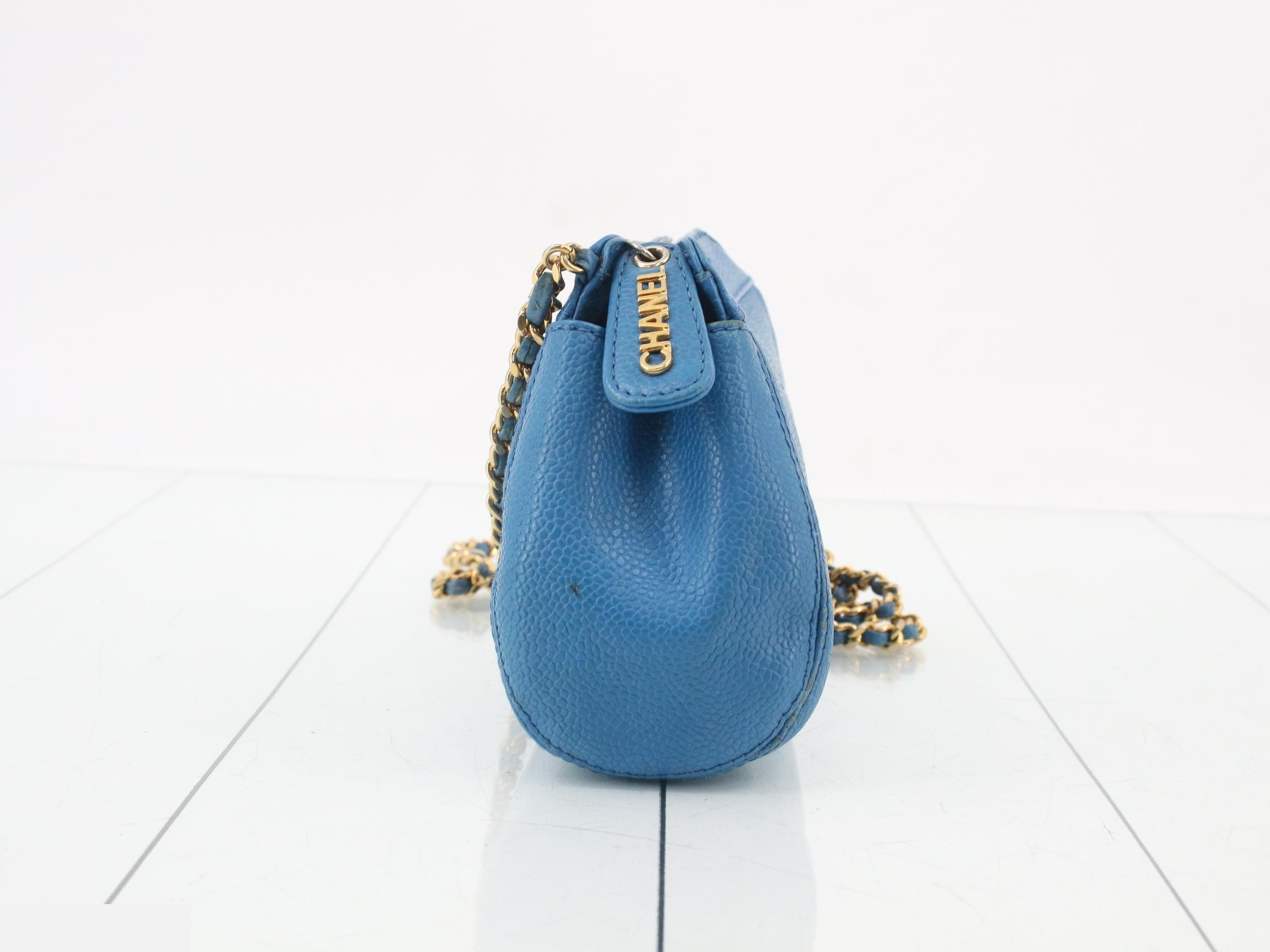 Caviar leather Coco Mark chain shoulder bag, item number 5, blue — view 4