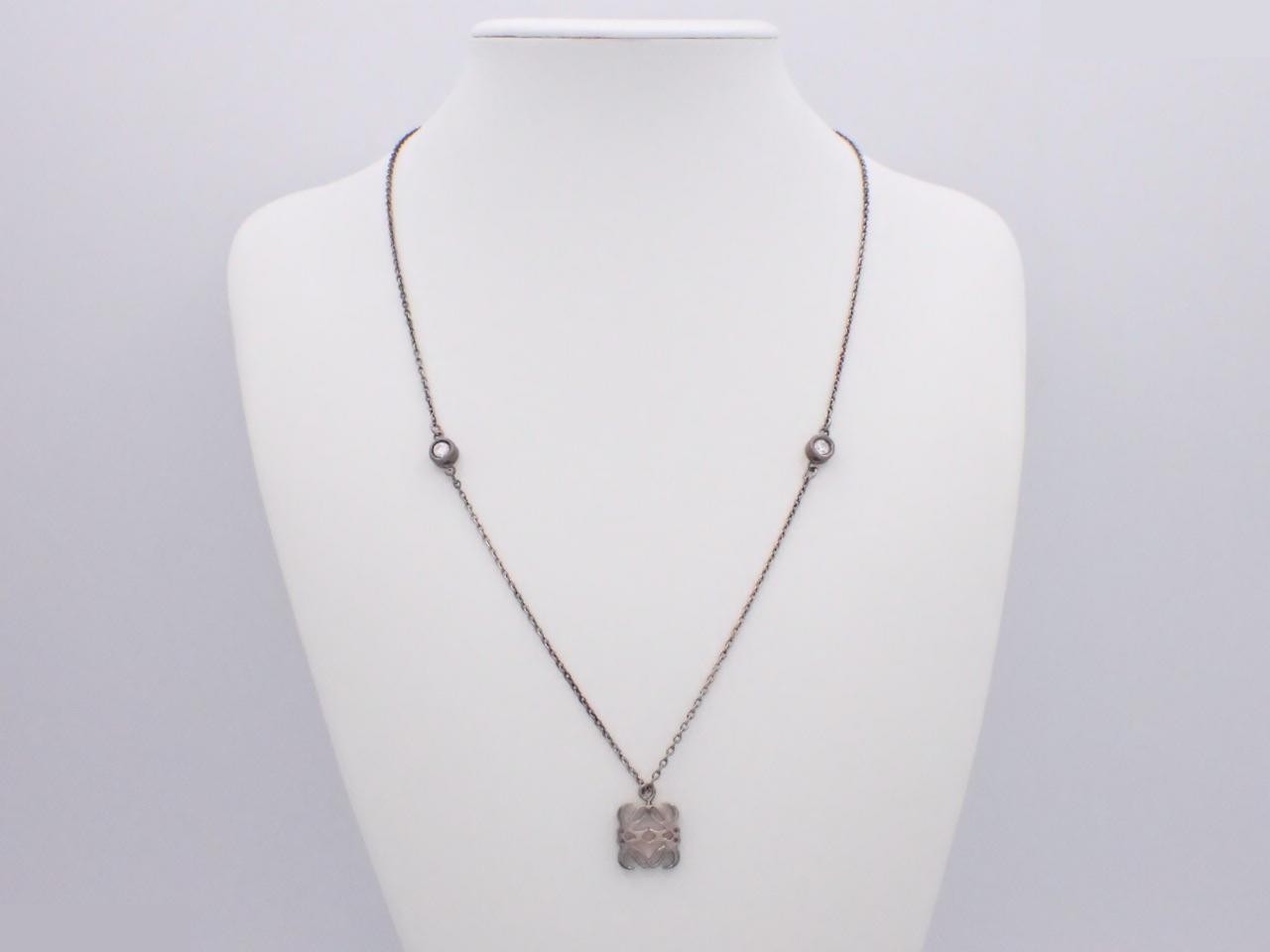 Anagram Stone Necklace, Silver Color — view 3
