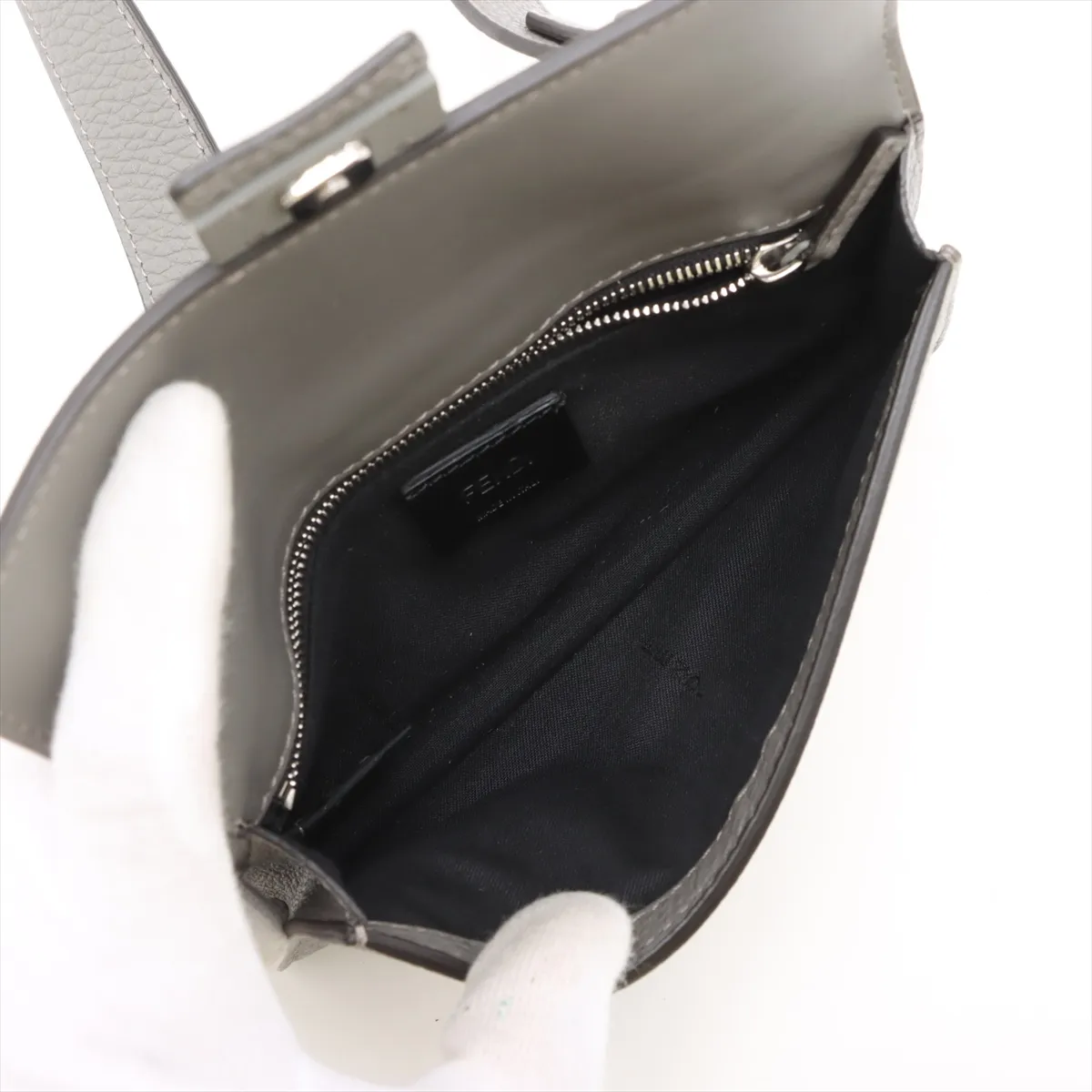 Mamma Bucket Leather Shoulder Bag Gray 7M0295 — view 6