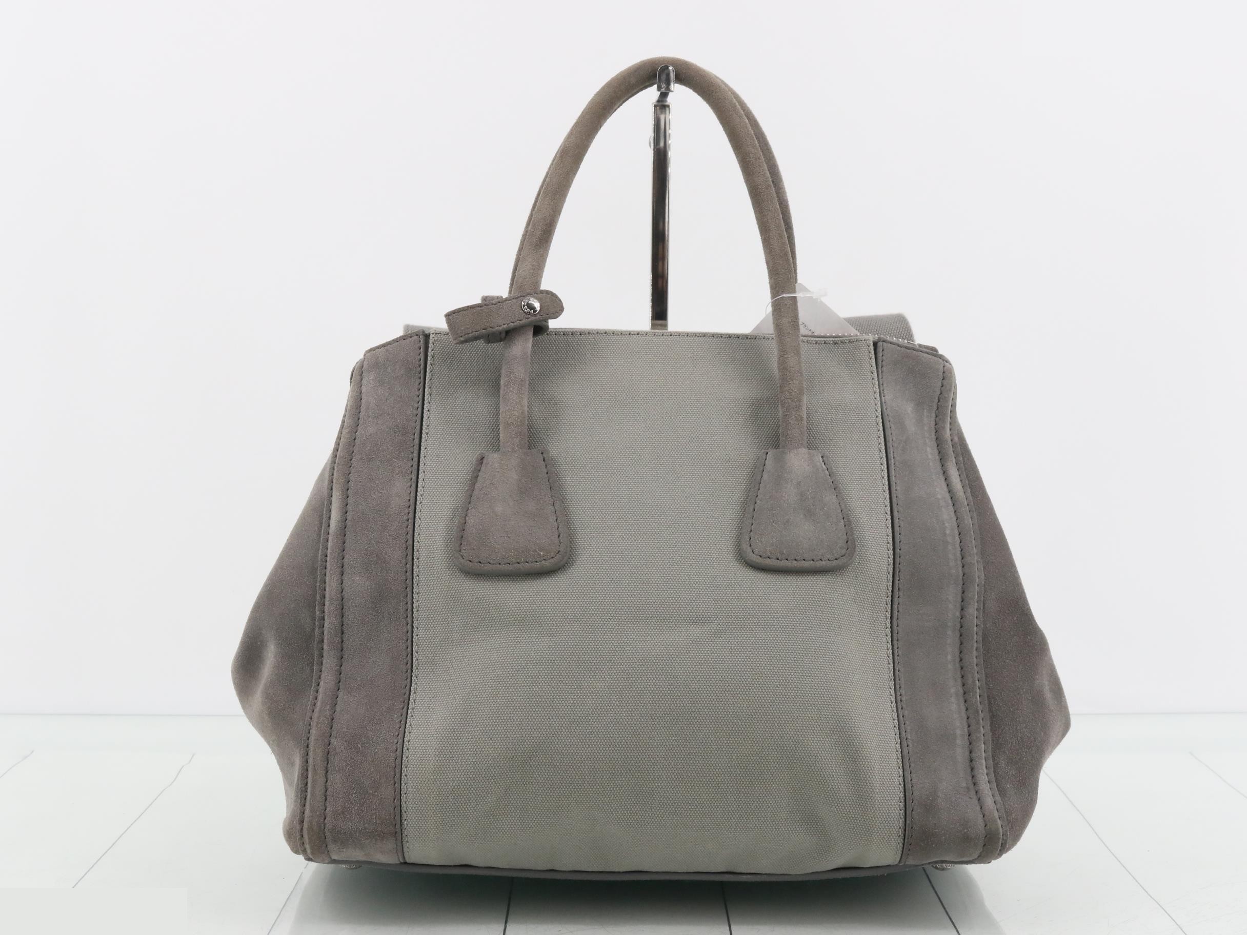 Canvas suede gray handbag with strap — view 2