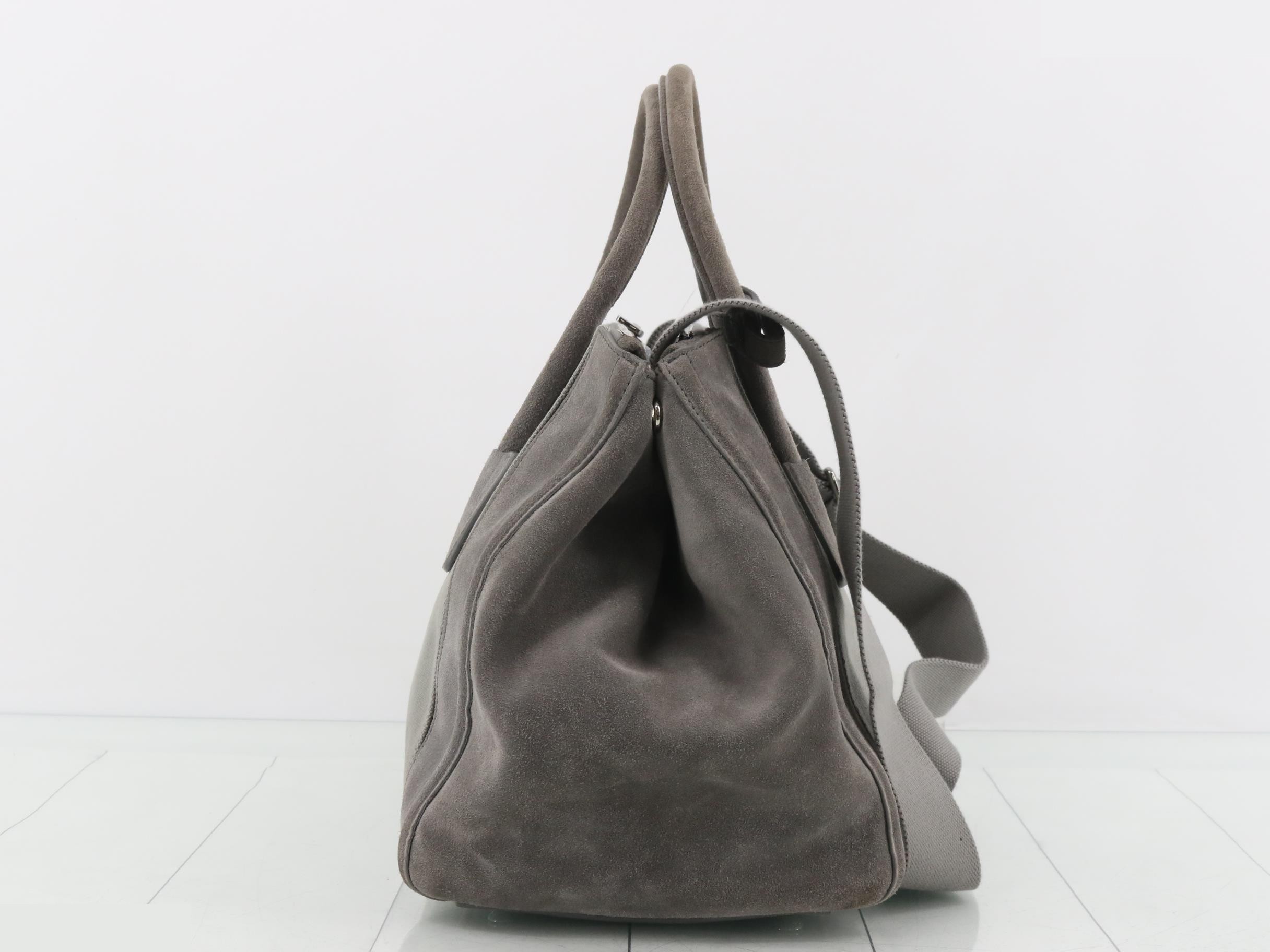 Canvas suede gray handbag with strap — view 3