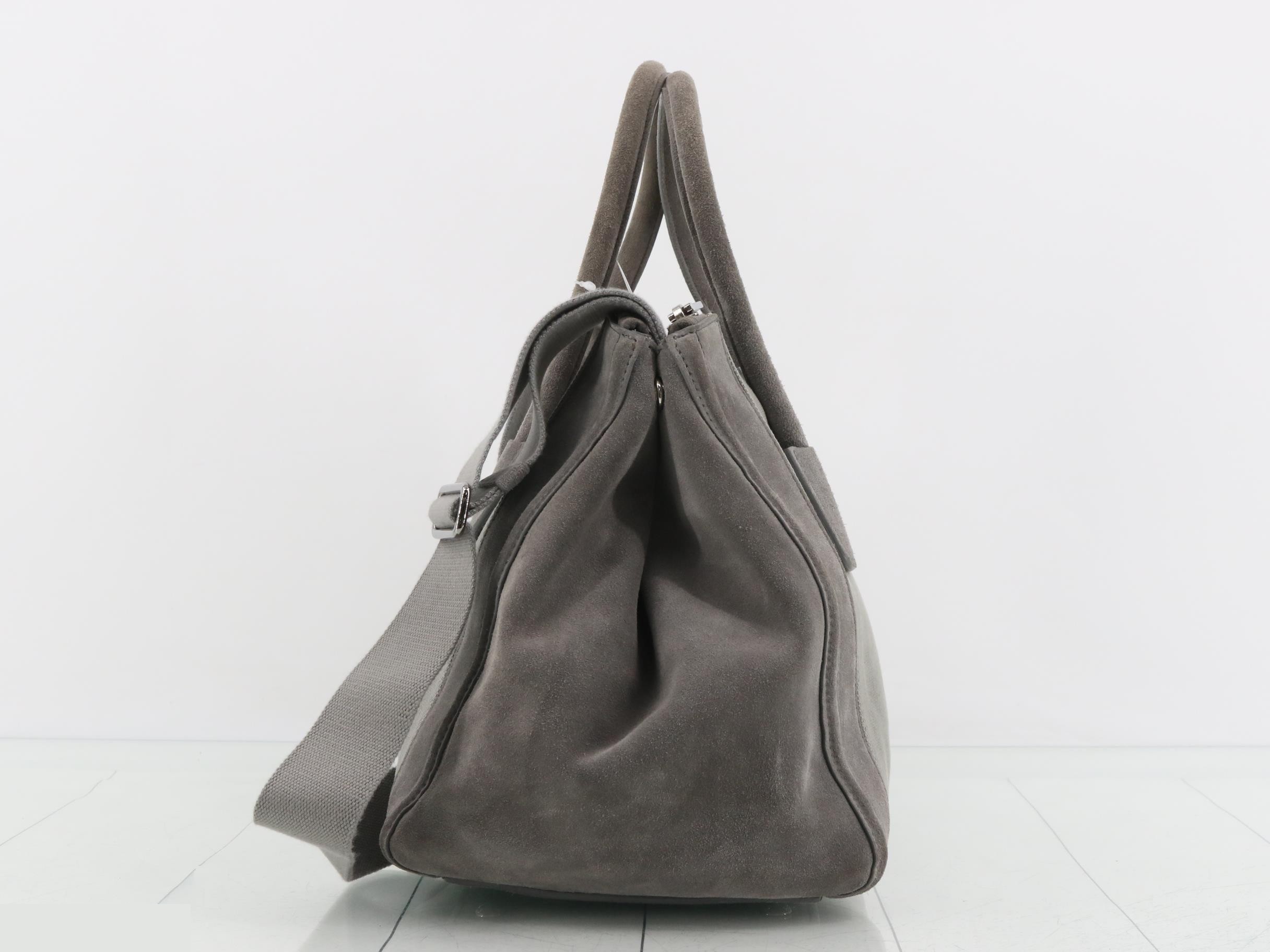 Canvas suede gray handbag with strap — view 4