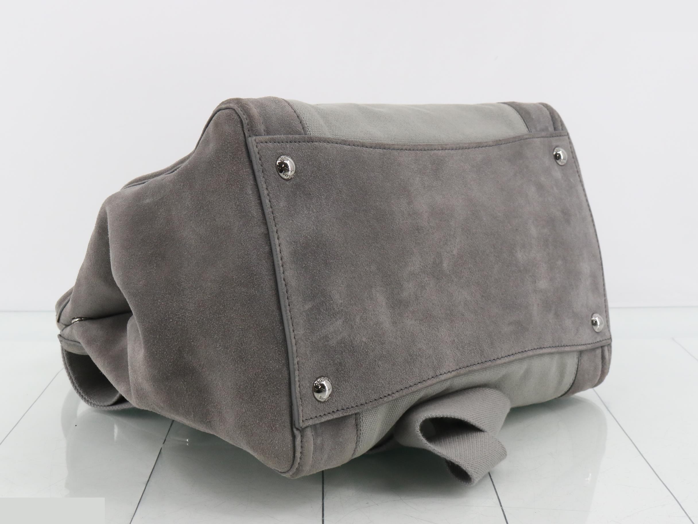 Canvas suede gray handbag with strap — view 5