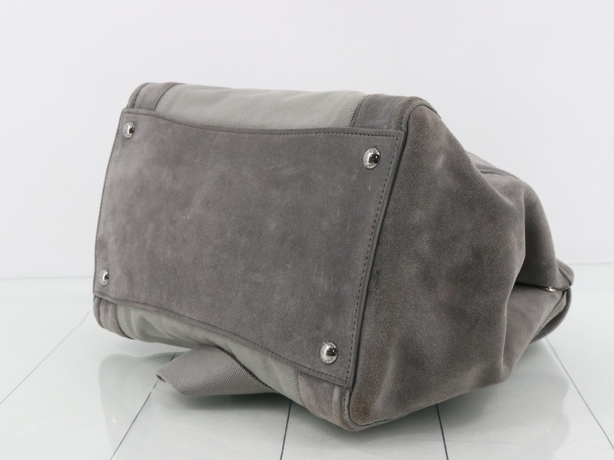 Canvas suede gray handbag with strap — view 6