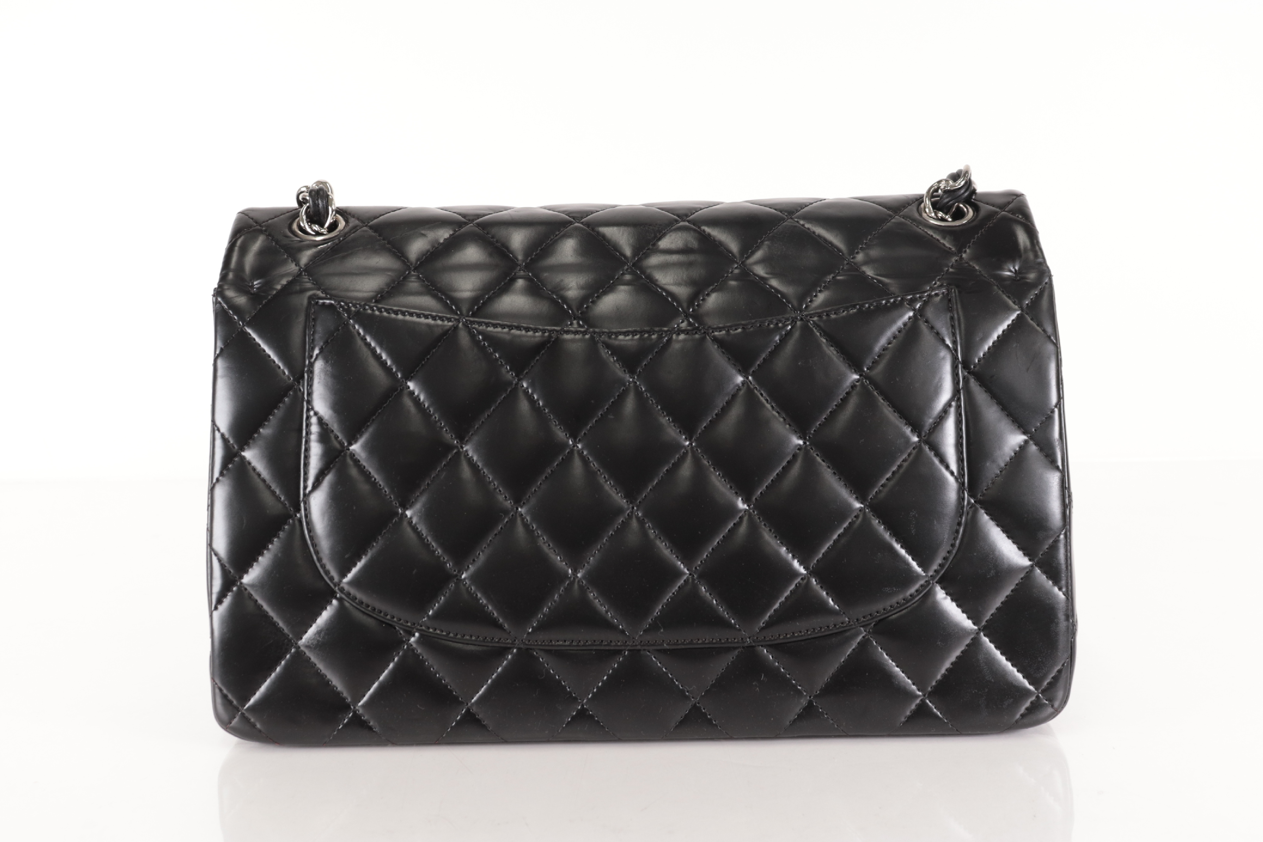 W-Flap 30 Enamel Silver Hardware Shoulder Bag — view 3