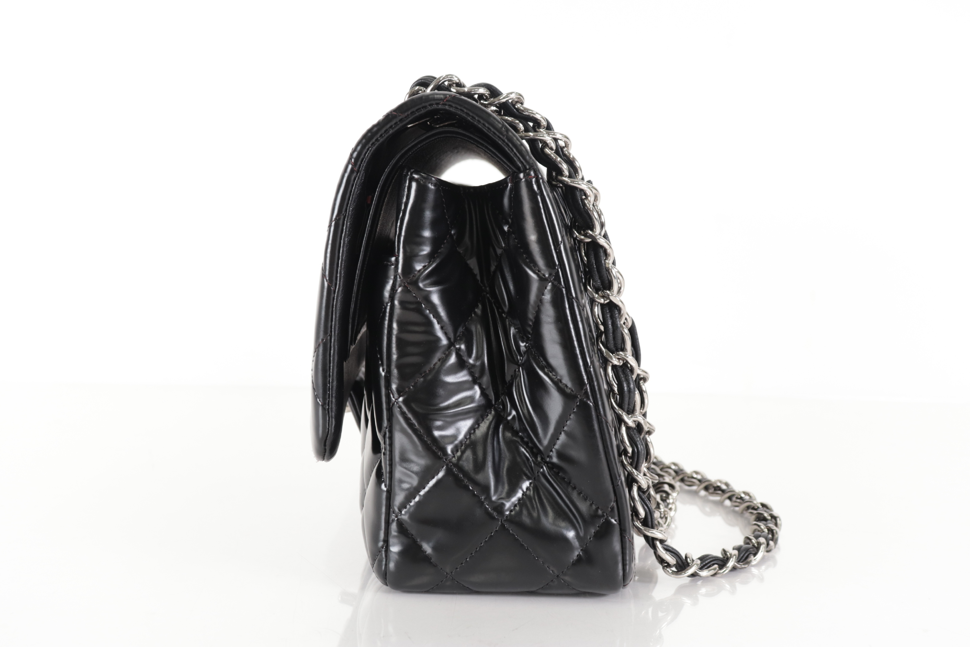 W-Flap 30 Enamel Silver Hardware Shoulder Bag — view 5
