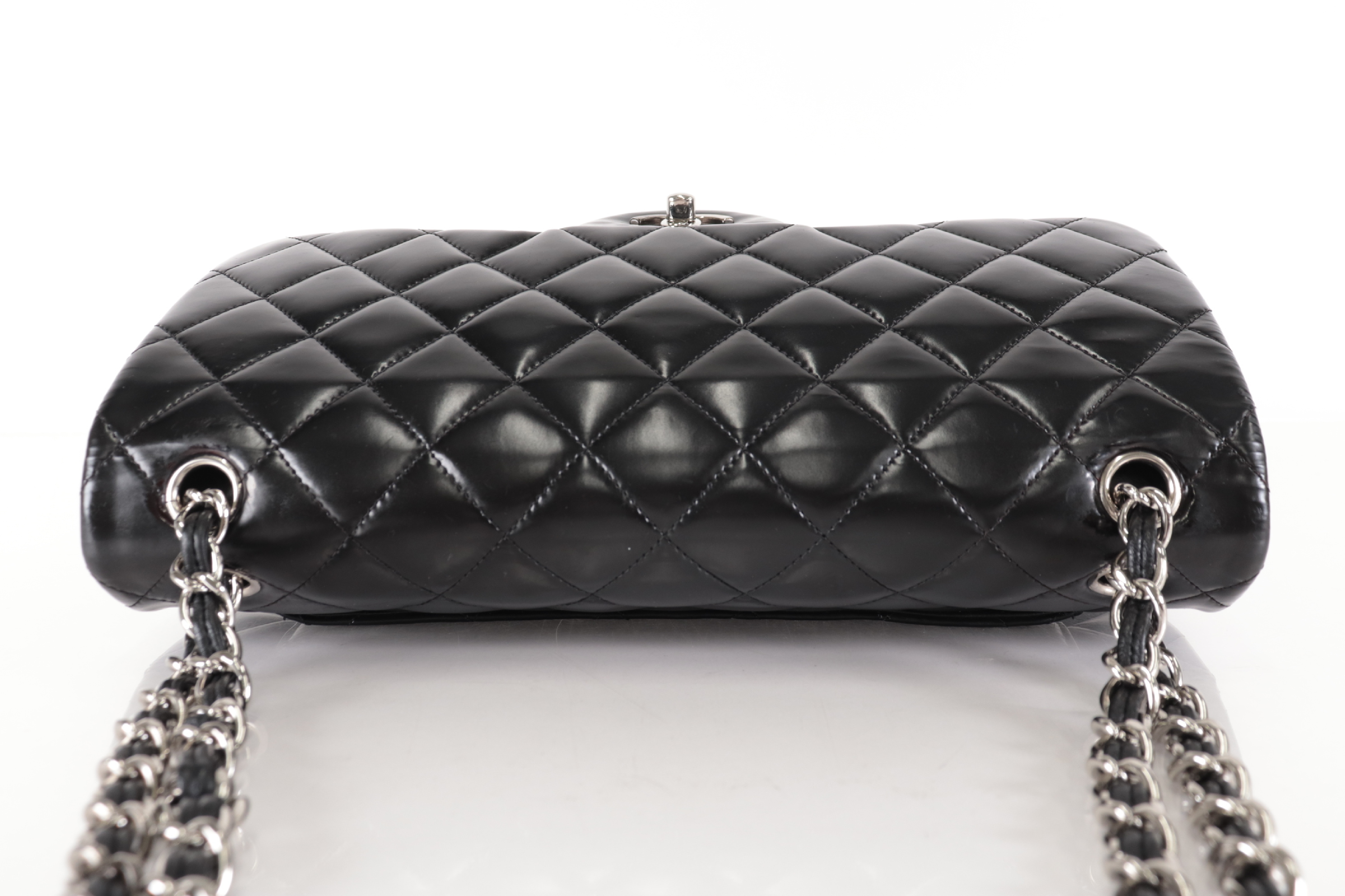 W-Flap 30 Enamel Silver Hardware Shoulder Bag — view 6