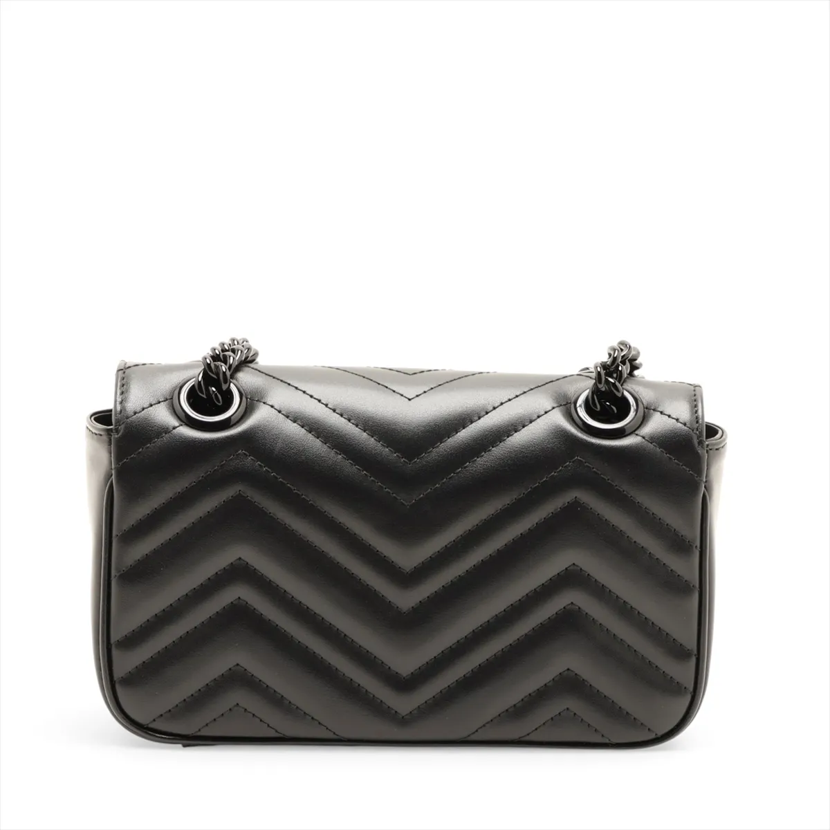 GG Marmont Leather Chain Shoulder Bag, Black, 446744 — view 2