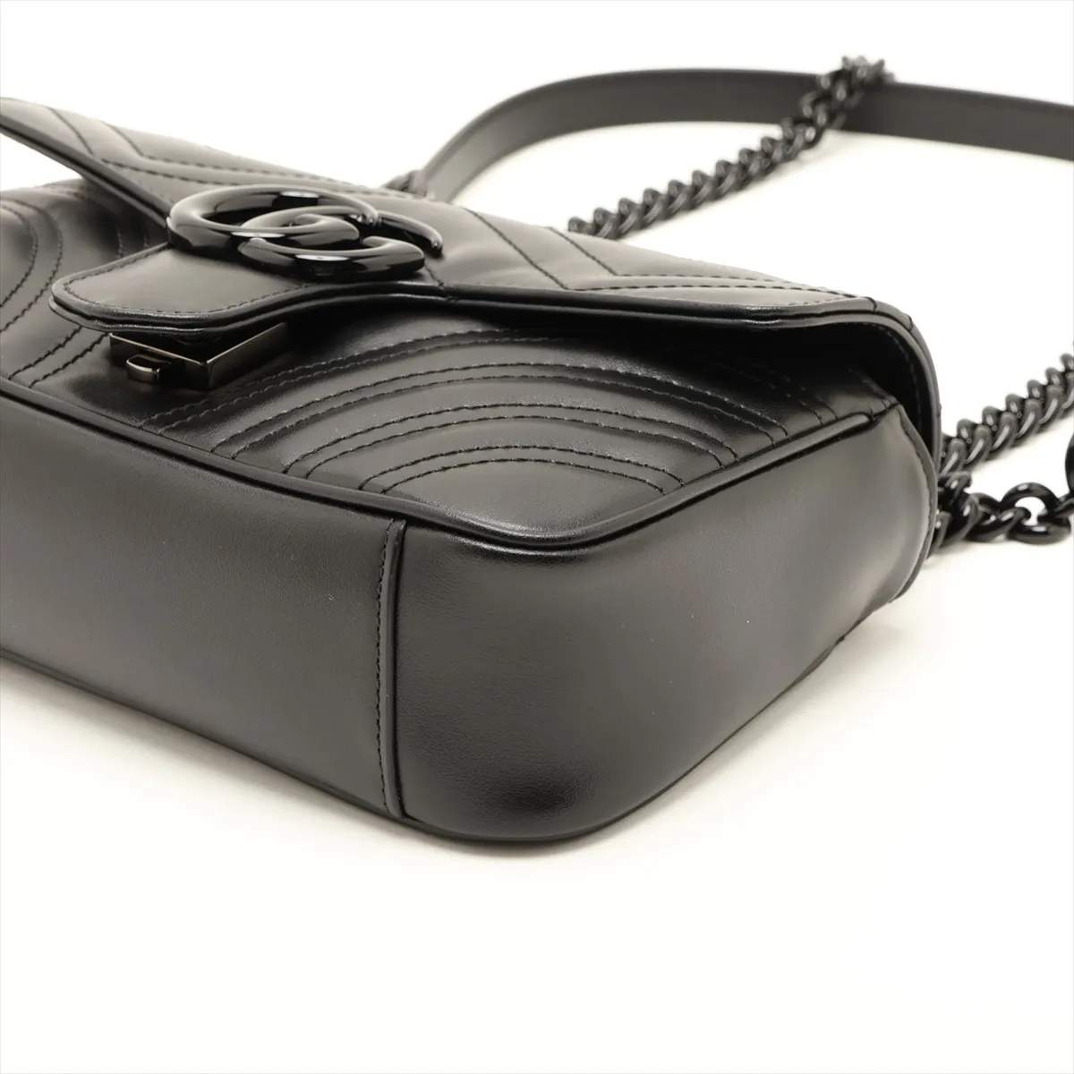 GG Marmont Leather Chain Shoulder Bag, Black, 446744 — view 3