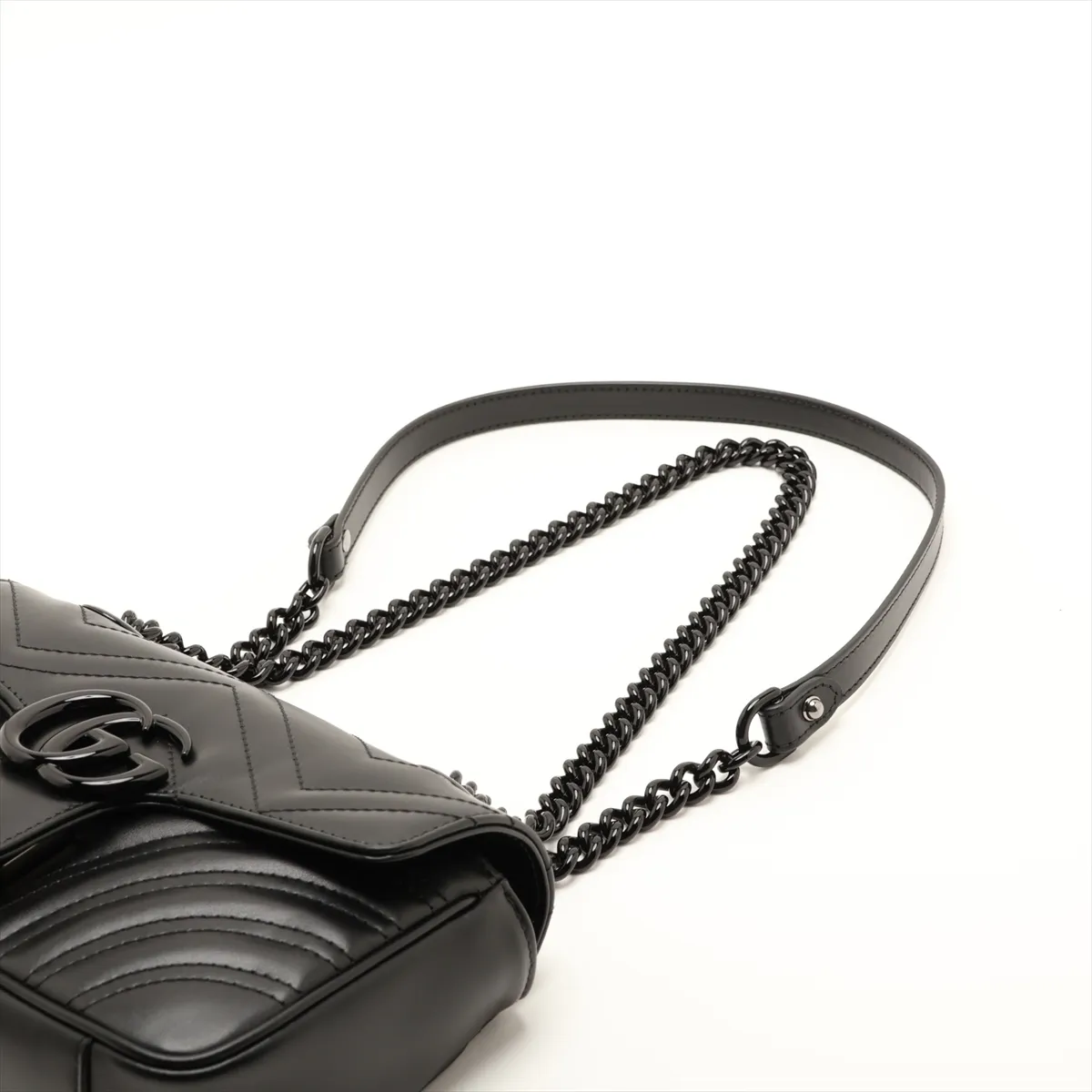 GG Marmont Leather Chain Shoulder Bag, Black, 446744 — view 5