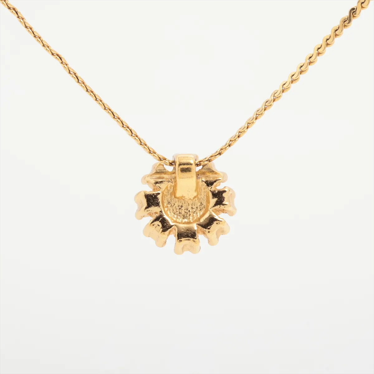 necklace, gold plated, rhinestones, and faux pearls. Shows signs of wear, — view 2