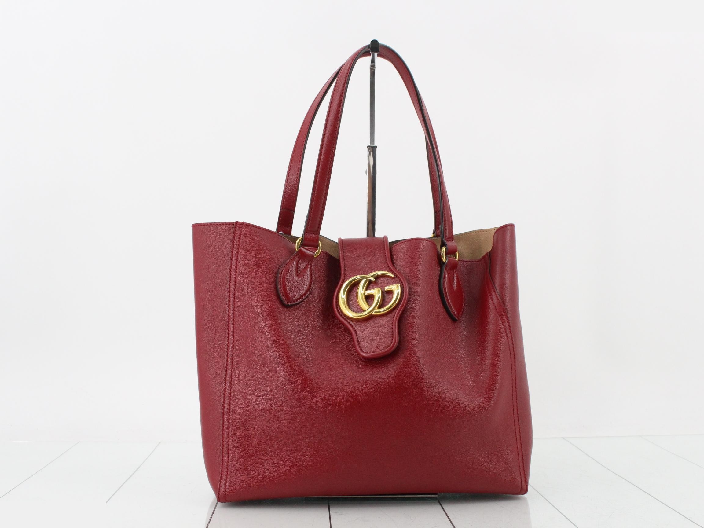 GG Marmont Leather Tote Bag, Red