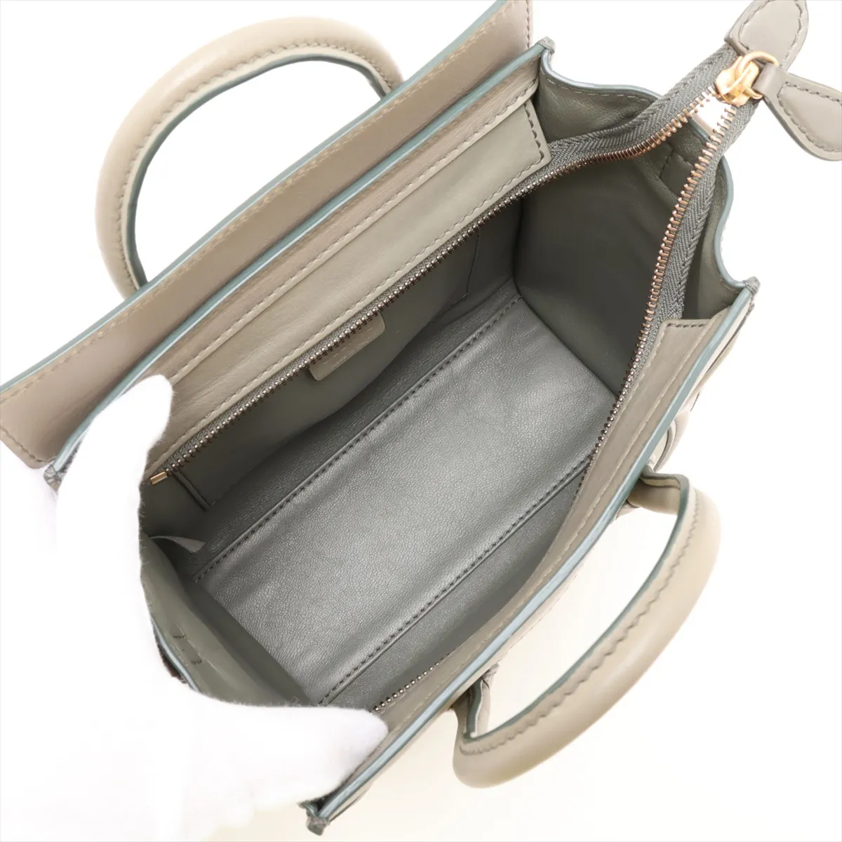 Luggage Nano Shopper Leather 2-Way Handbag, Green — view 8
