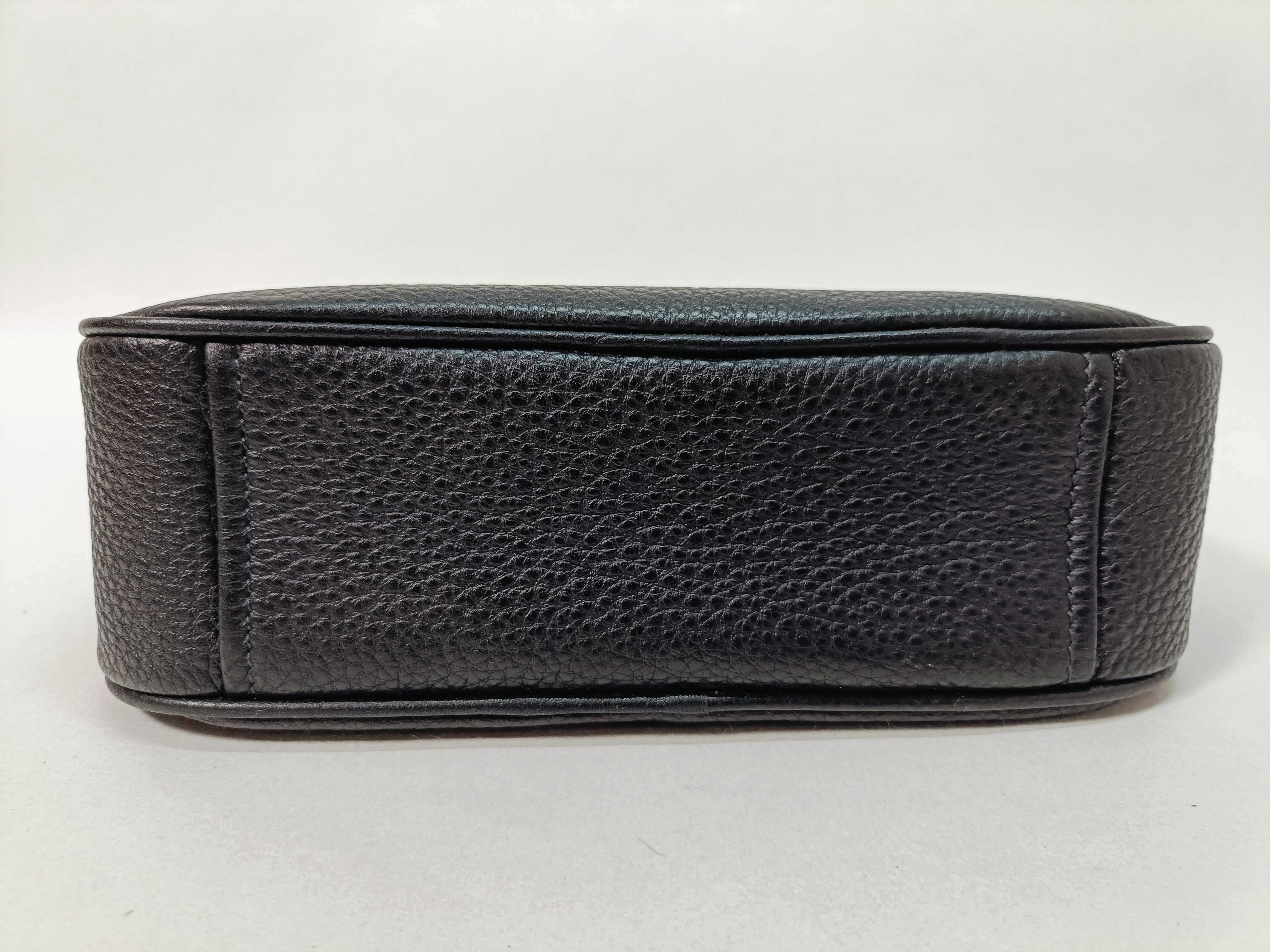 Vitello Daino Leather Shoulder Bag, Black — view 4
