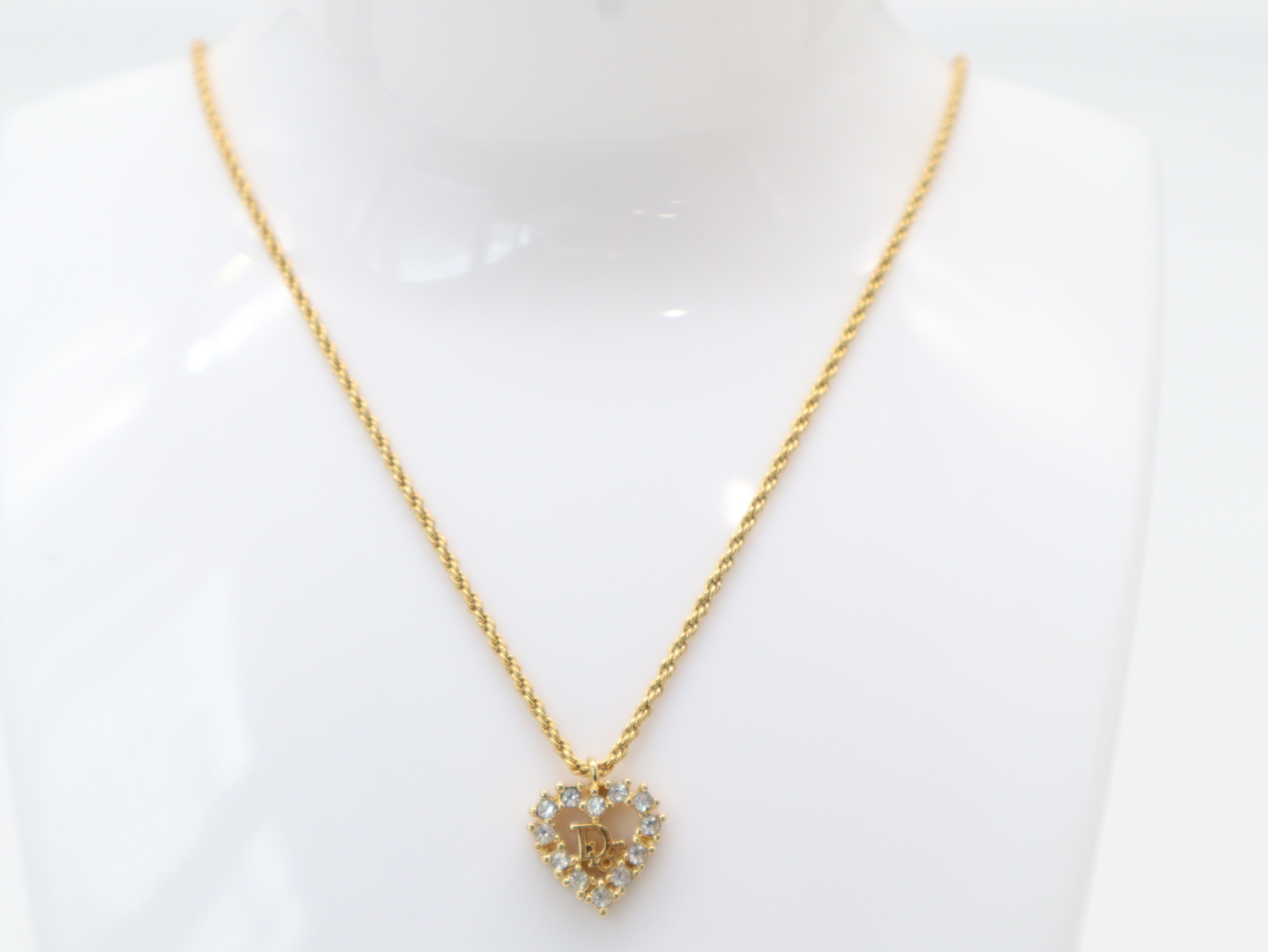 Heart Motif Logo Necklace with Rhinestones — view 3