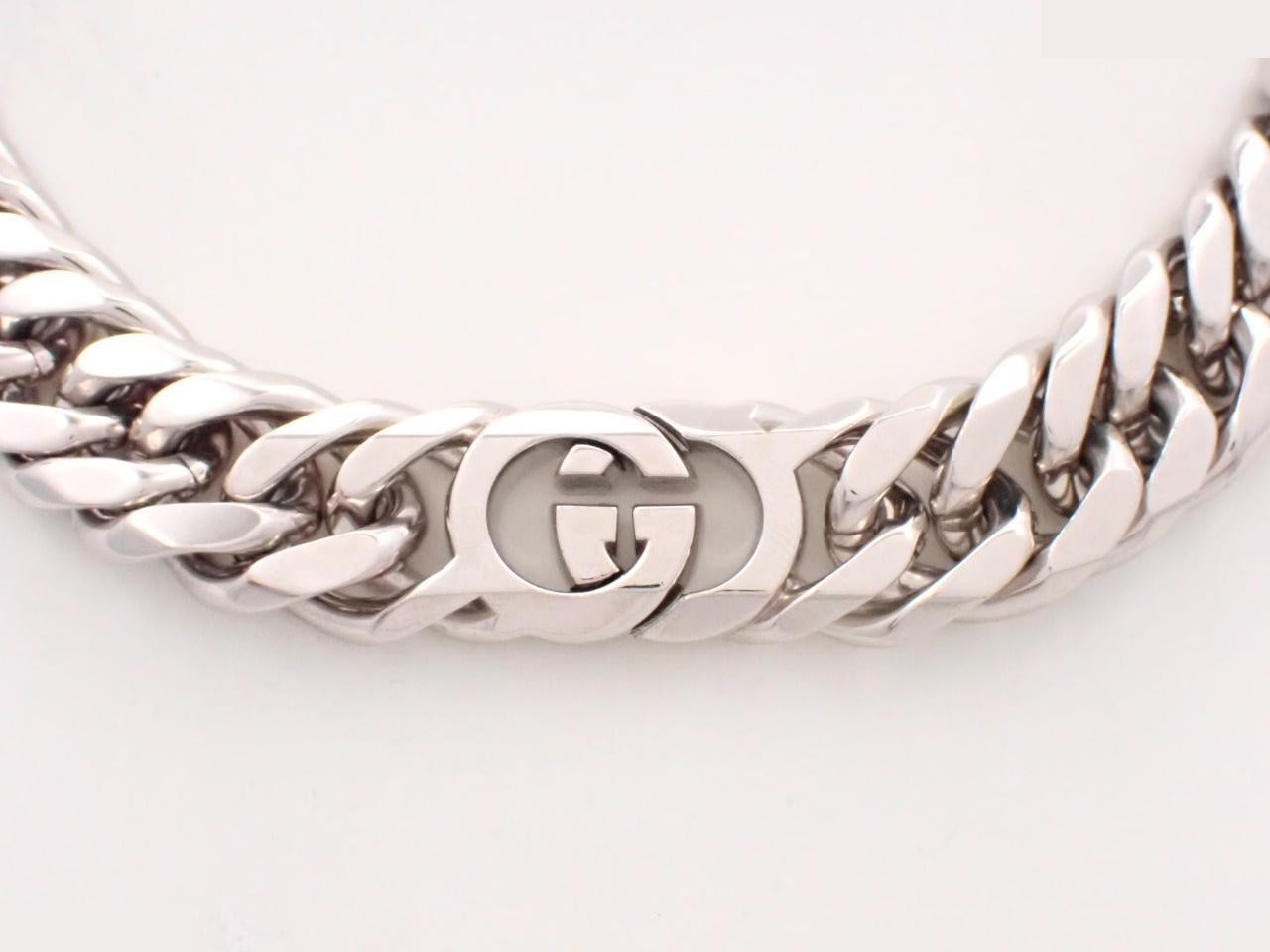Cuban link interlocking silver necklace, chain approximately 45cm