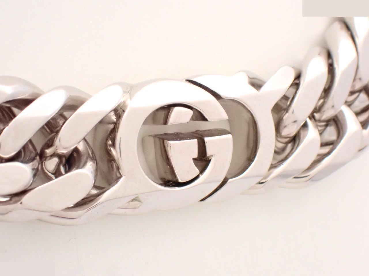 Cuban link interlocking silver necklace, chain approximately 45cm — view 2