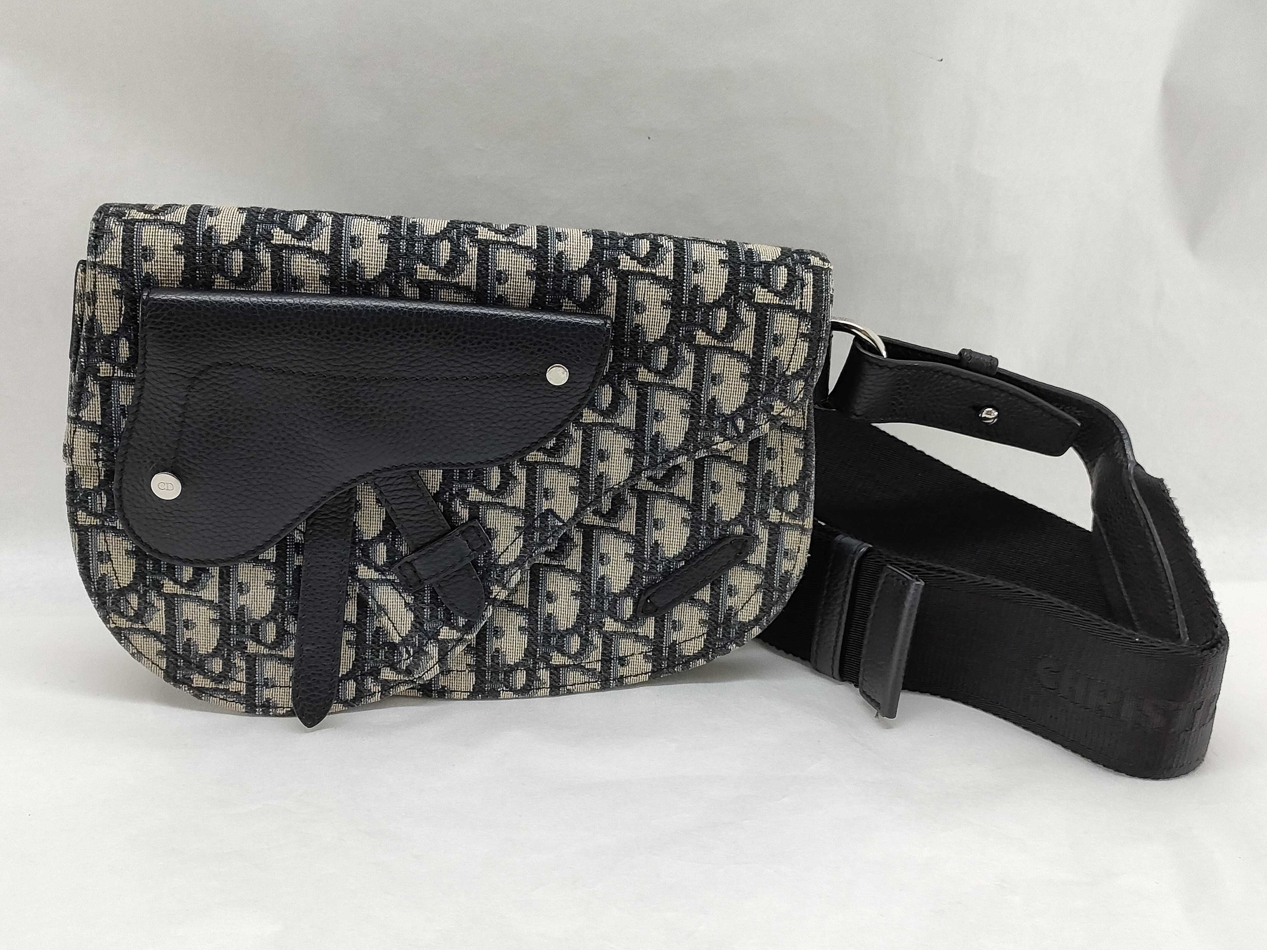 Trotter Dior Oblique Saddle Bag Canvas Shoulder Bag