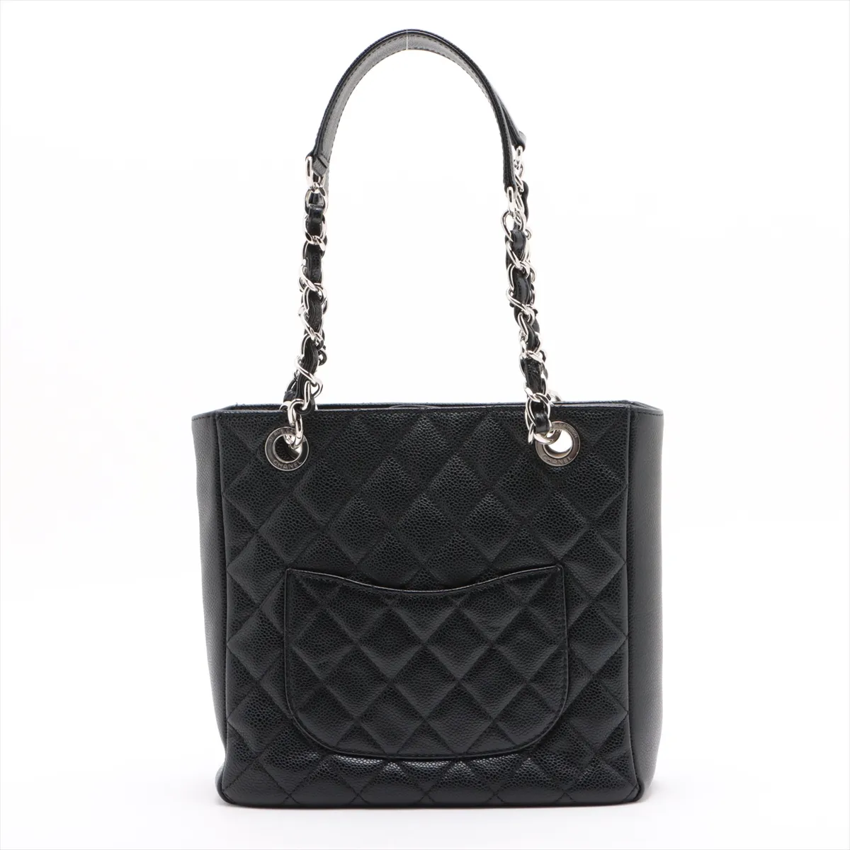 PST caviar skin chain tote bag black silver hardware 15512864 15th series — view 2