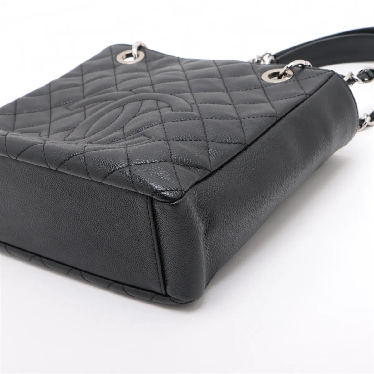 PST caviar skin chain tote bag black silver hardware 15512864 15th series — view 3