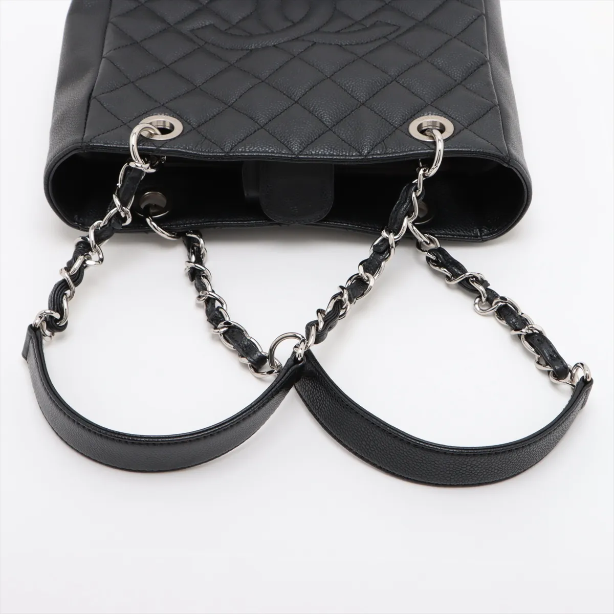 PST caviar skin chain tote bag black silver hardware 15512864 15th series — view 5