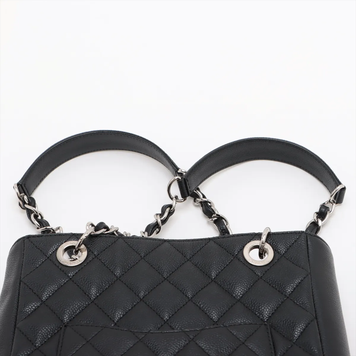 PST caviar skin chain tote bag black silver hardware 15512864 15th series — view 6