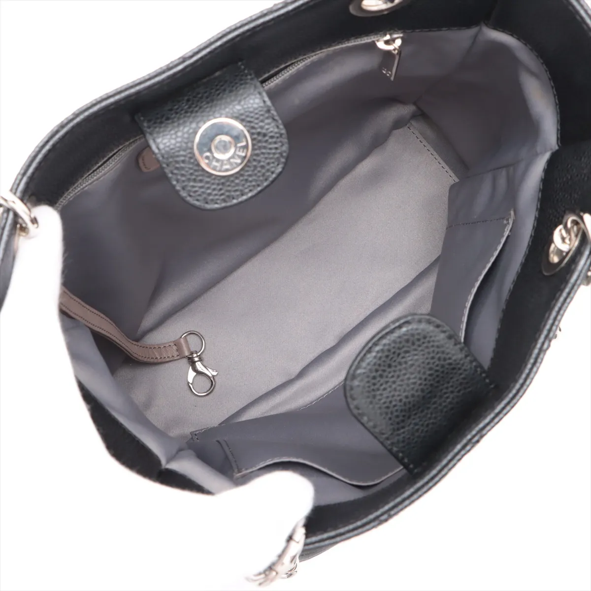 PST caviar skin chain tote bag black silver hardware 15512864 15th series — view 7