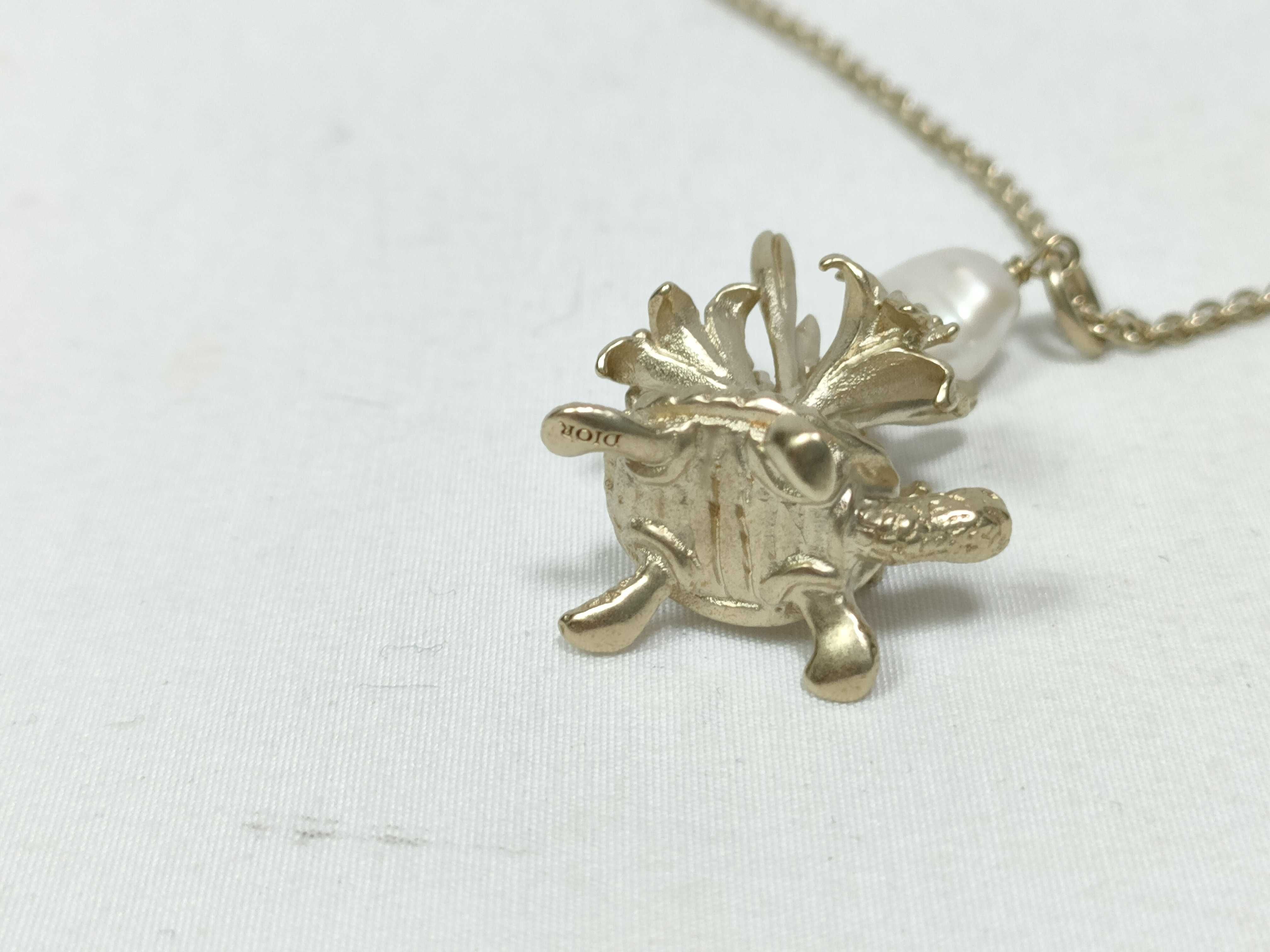 Turtle Flower Motif Pearl Necklace — view 4