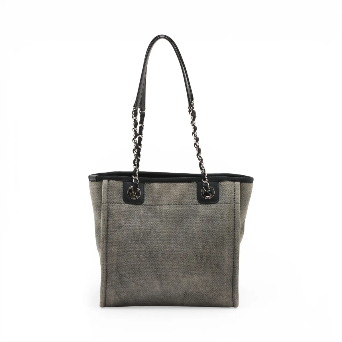 Deauville PM Canvas x Leather Chain Tote Bag, Black with Silver Hardware, 16074209, Serial Number 16 — view 2