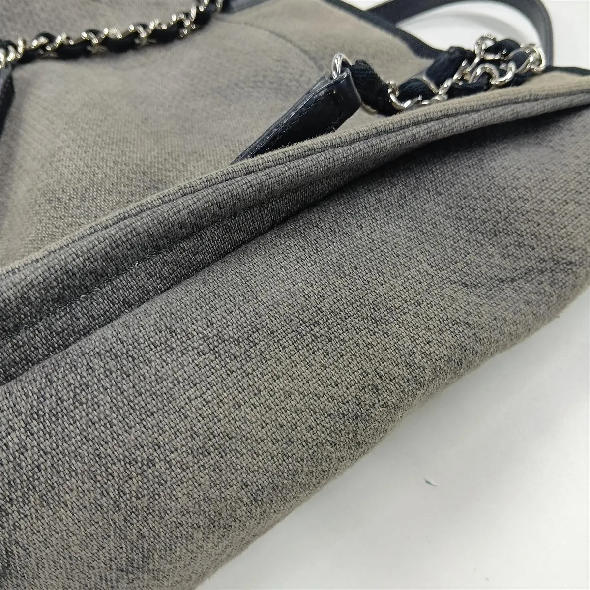 Deauville PM Canvas x Leather Chain Tote Bag, Black with Silver Hardware, 16074209, Serial Number 16 — view 11