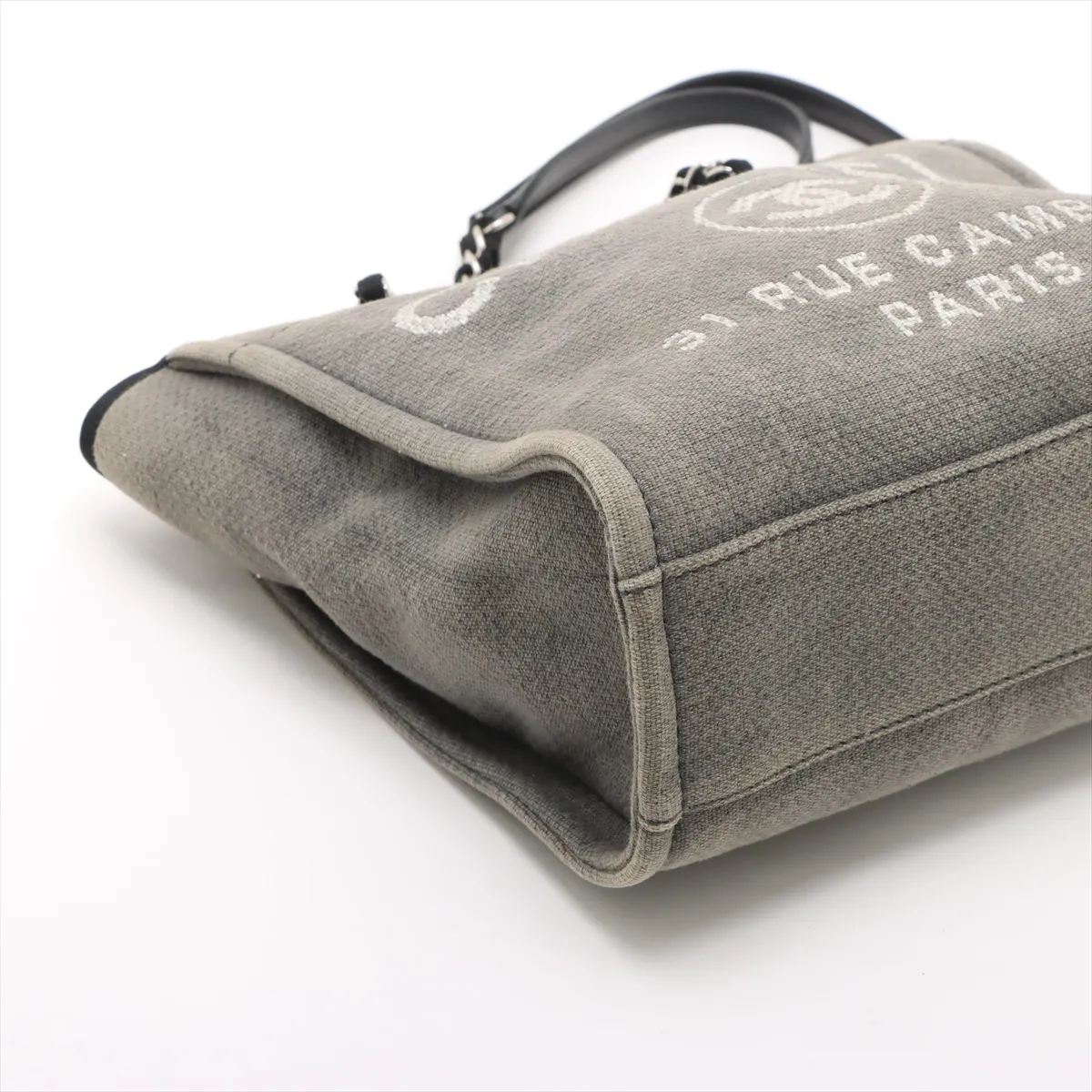 Deauville PM Canvas x Leather Chain Tote Bag, Black with Silver Hardware, 16074209, Serial Number 16 — view 4