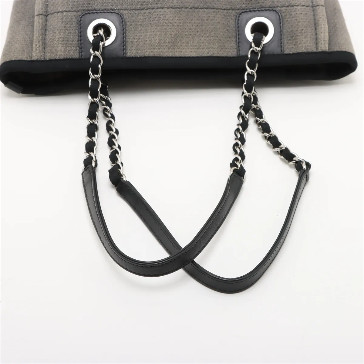 Deauville PM Canvas x Leather Chain Tote Bag, Black with Silver Hardware, 16074209, Serial Number 16 — view 5