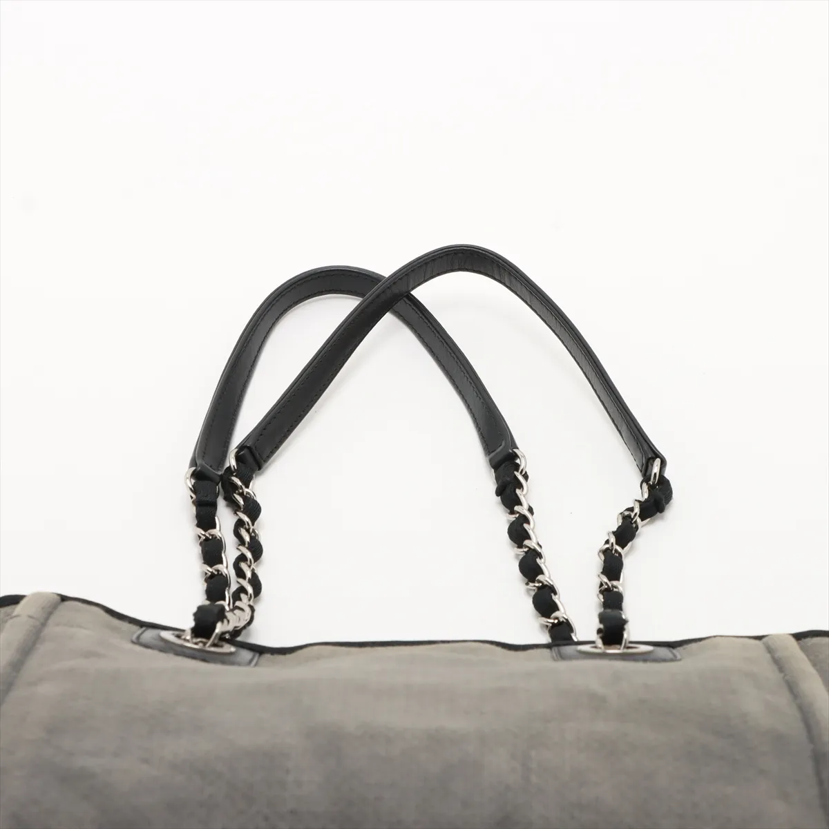 Deauville PM Canvas x Leather Chain Tote Bag, Black with Silver Hardware, 16074209, Serial Number 16 — view 6