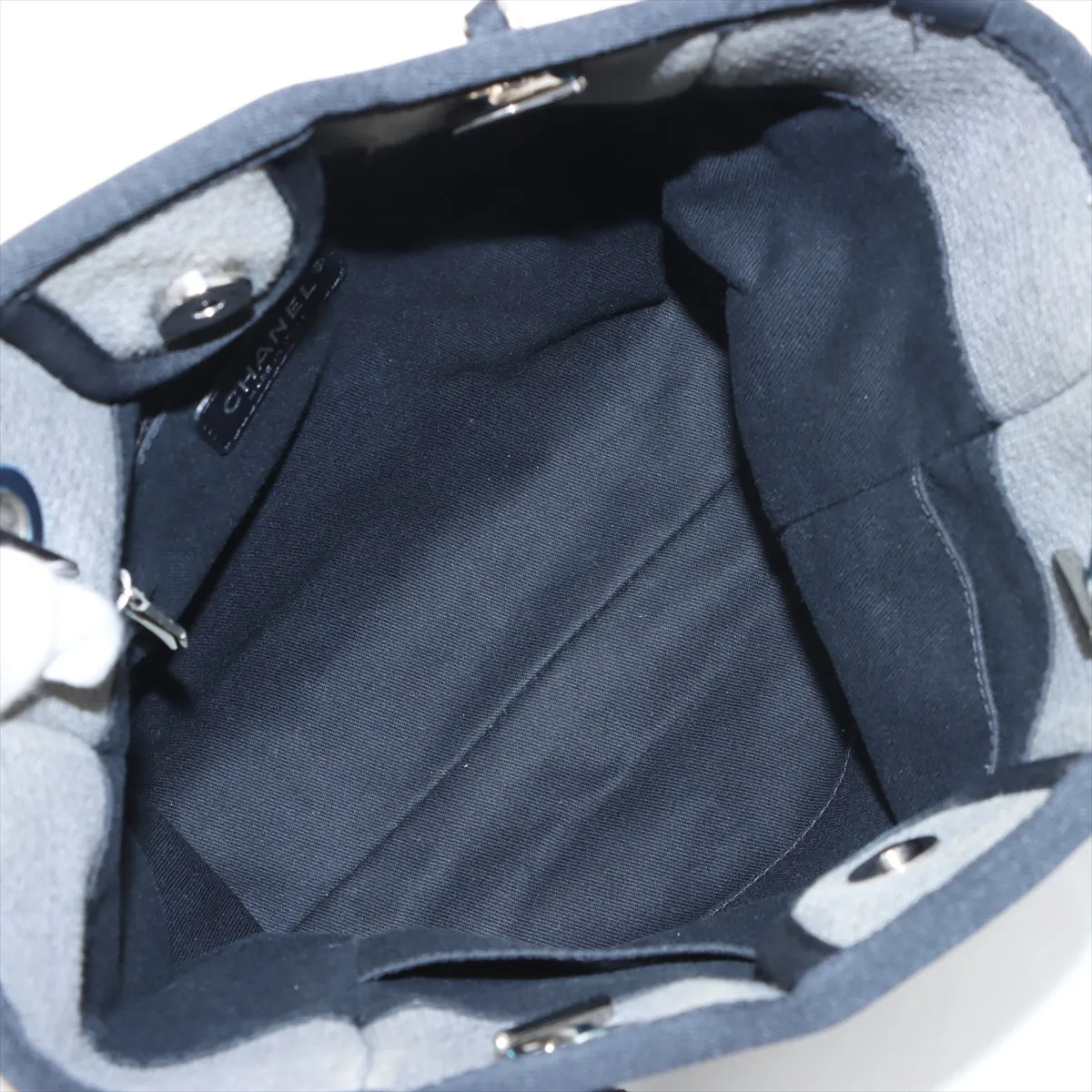 Deauville PM Canvas x Leather Chain Tote Bag, Black with Silver Hardware, 16074209, Serial Number 16 — view 7