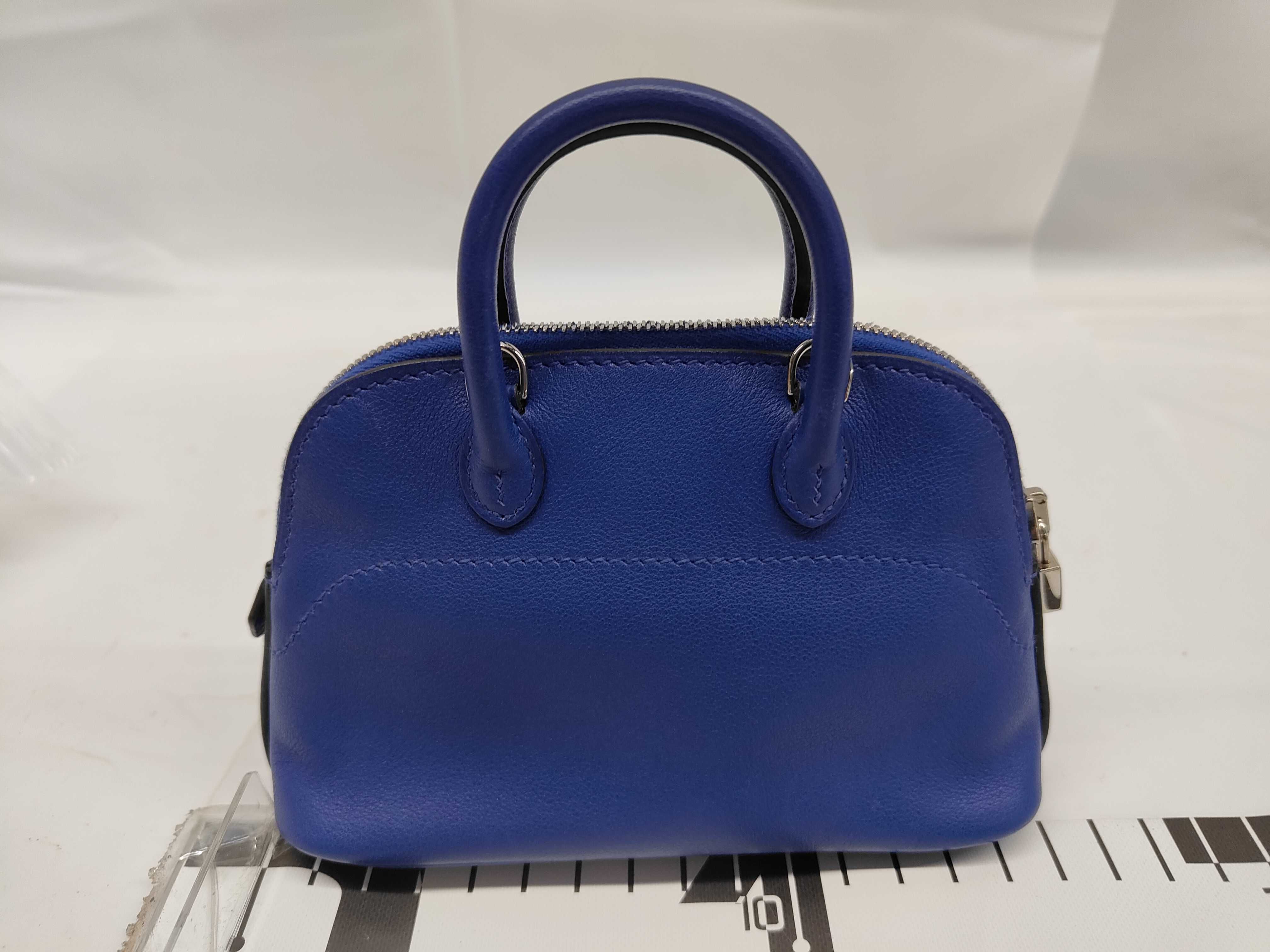 Tiny Bolide, Veau Swift leather, Blue Electric, Silver hardware, O stamp, Handbag — view 2