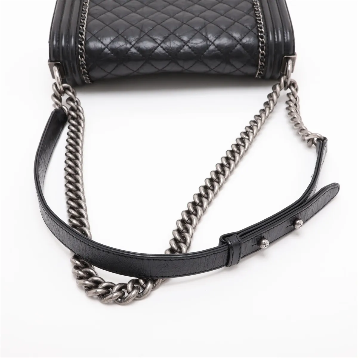Boy Chanel 25 Leather Chain Shoulder Bag, Black with Gunmetal Hardware, 23367150, Serial Number 23, A67086 — view 5