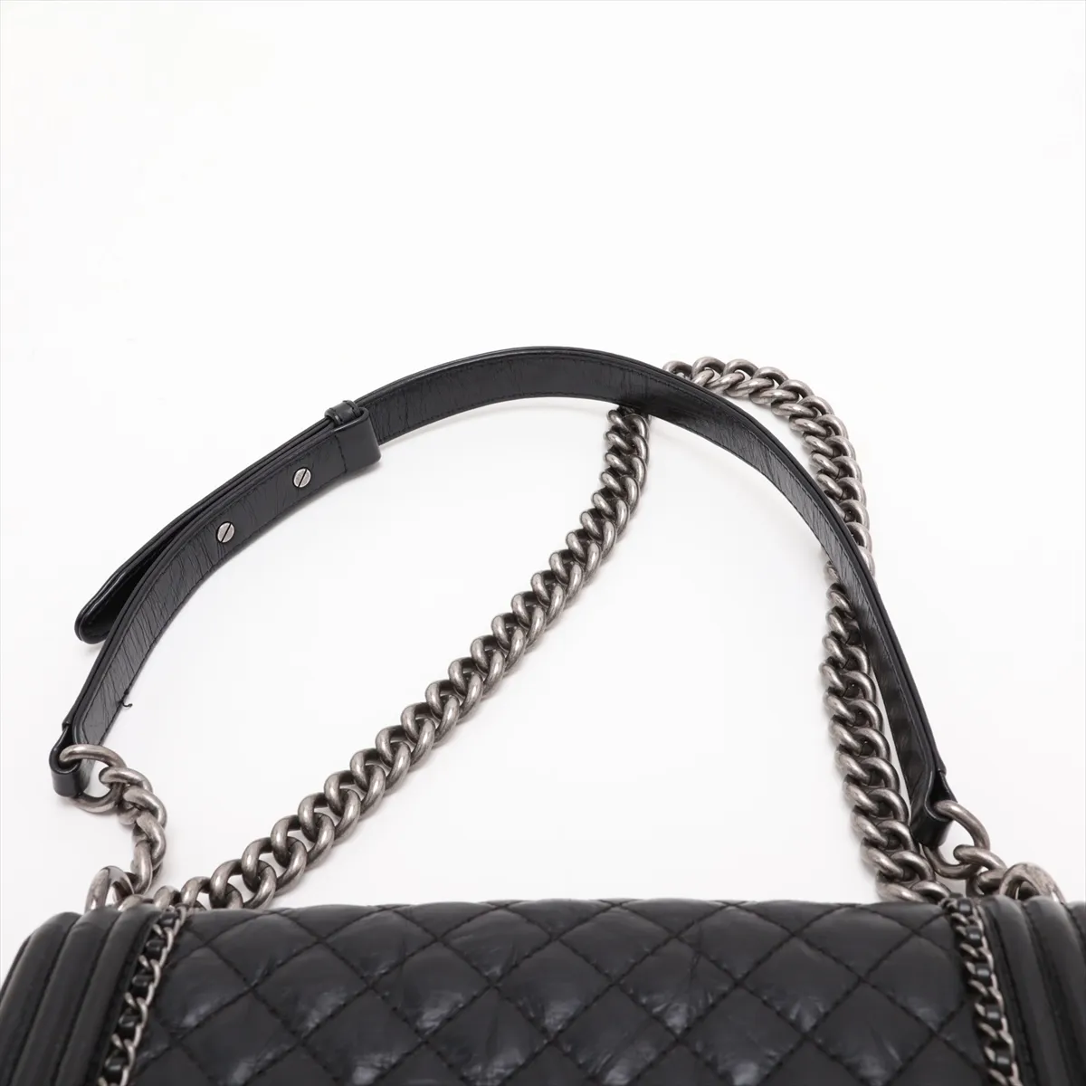 Boy Chanel 25 Leather Chain Shoulder Bag, Black with Gunmetal Hardware, 23367150, Serial Number 23, A67086 — view 6